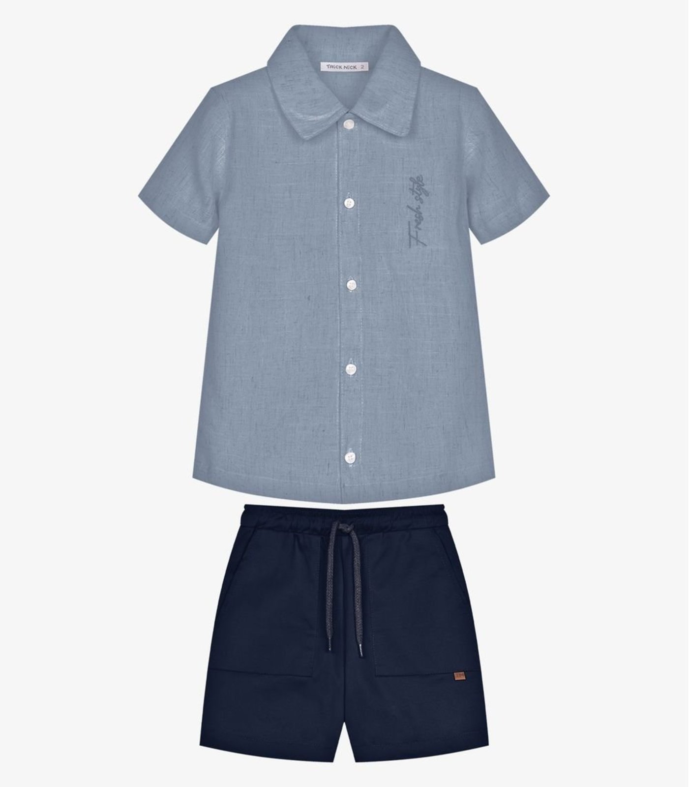 Infantil - Conjunto Camisa Com Bermuda Trick Nick Azul