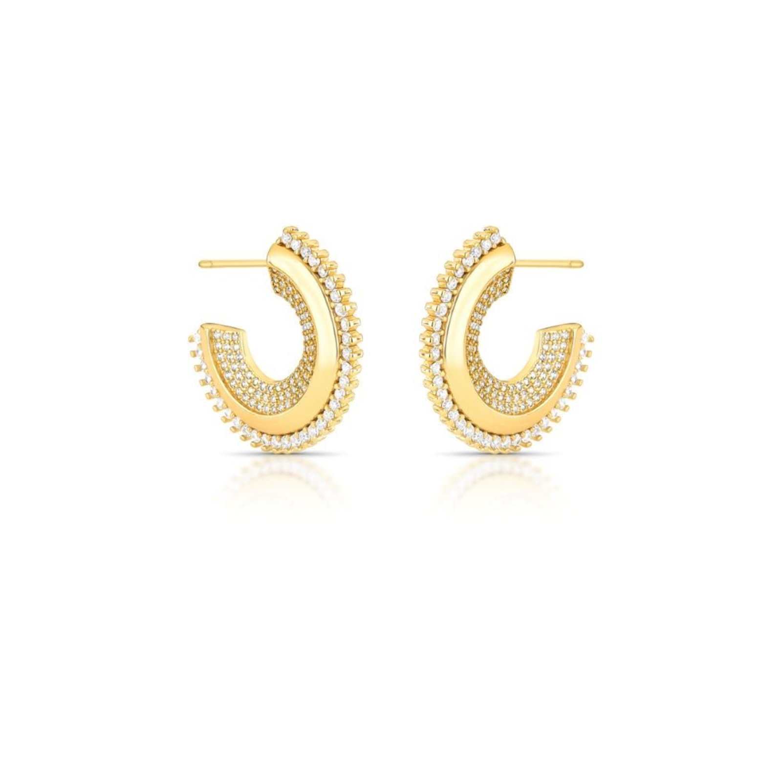 Infantil - Brinco Argola Textura Delicada com Zircônias Semijoia Ania Store