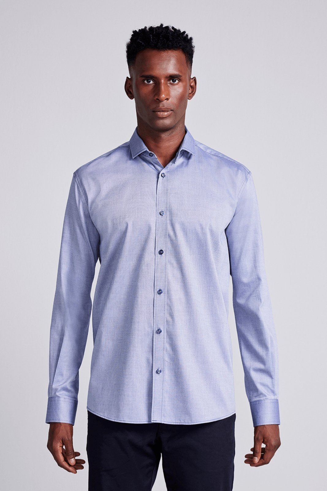 HIGHSTIL Camisa Lisa Algodão Pima Comfort - Azul Marinho