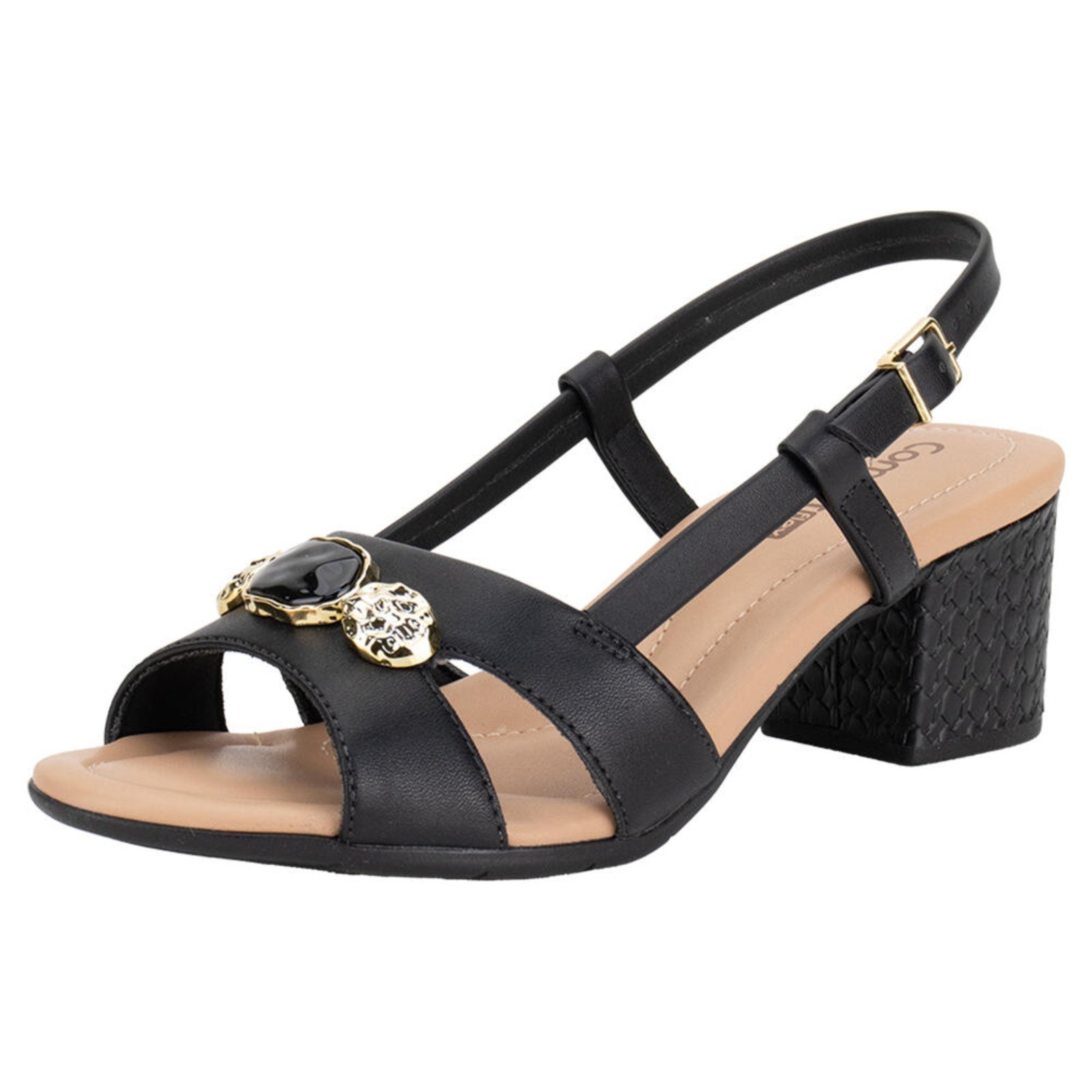 Sandália Feminina Salto Grosso Comfortflex 2557408 1457408 Preto