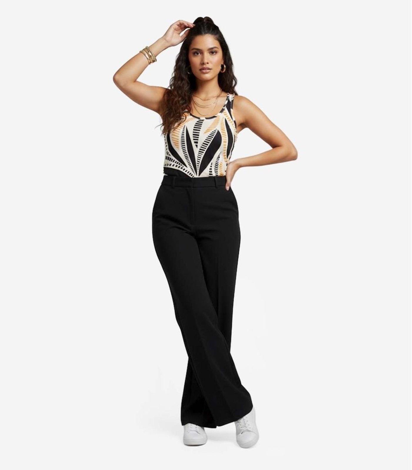 Blusa Feminina de Alça Estampada Infinita Cor Preto