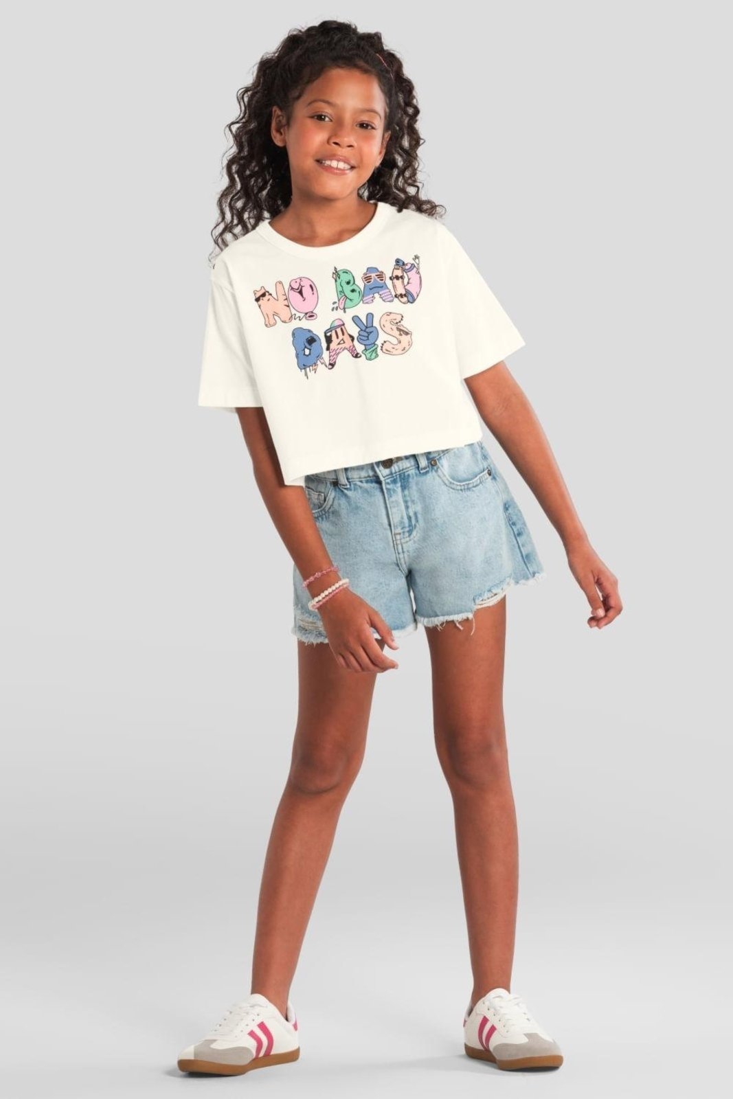 Infantil - Blusa menina cropped estampada Brandili