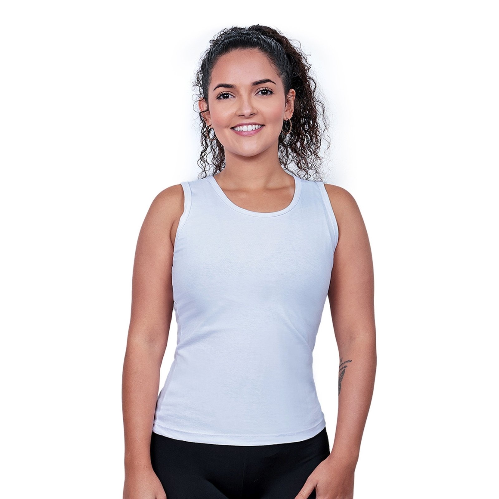 Regata Feminina 100% Algodão Techmalhas Casual Lisa Macia Branco Regata Feminina 100% Algodão Techmalhas Casual Lisa Macia Branco