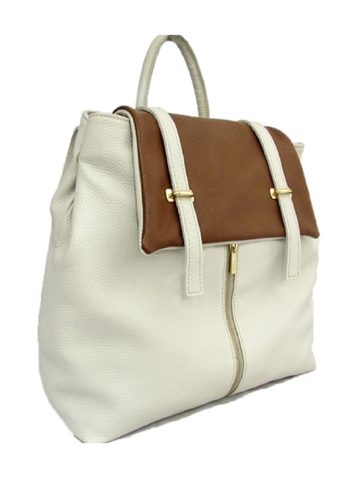 Mochila SN Couros Holanda Off-White/Caramelo