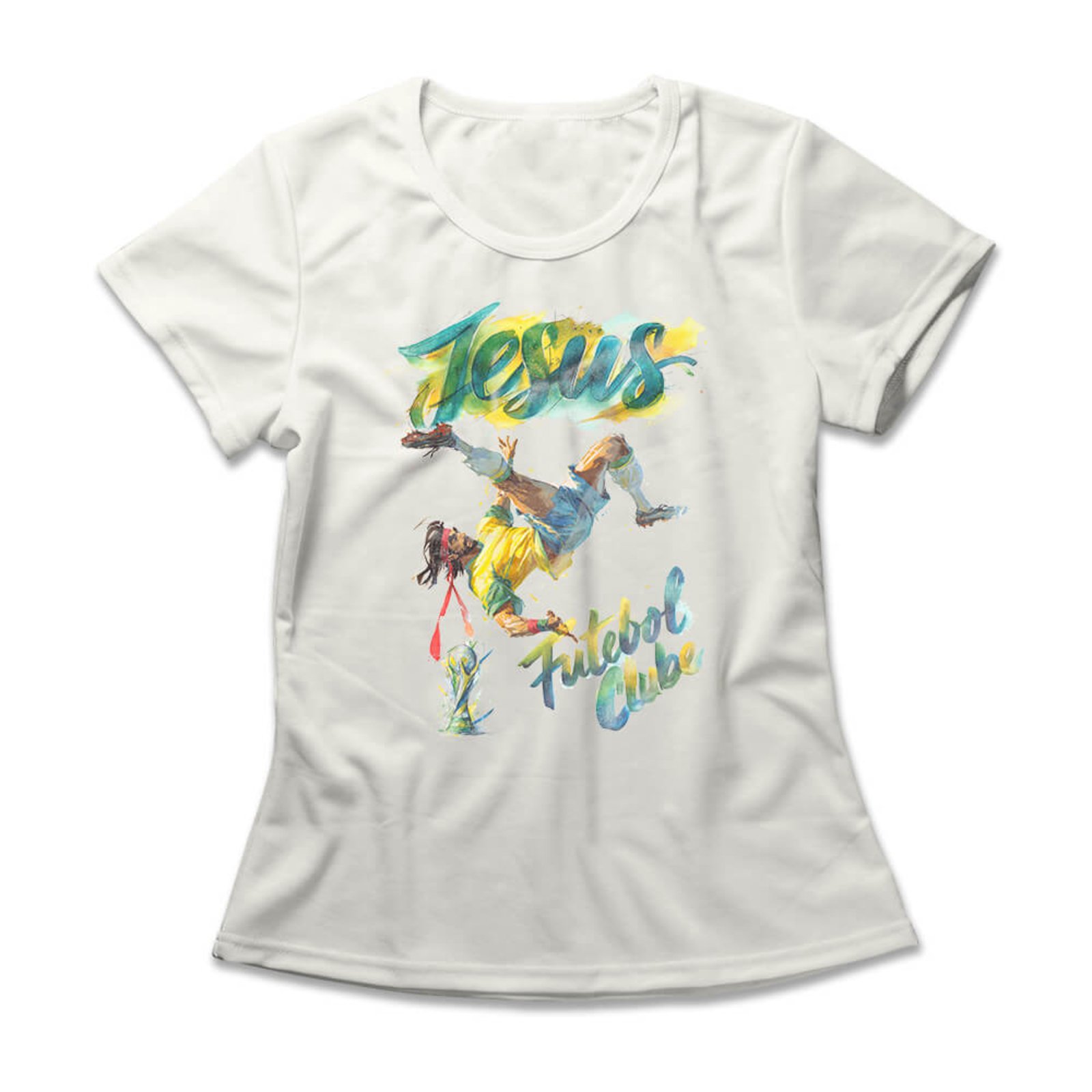 Camiseta Feminina Jesus Futebol Clube – Off White – Casual – Studio Geek