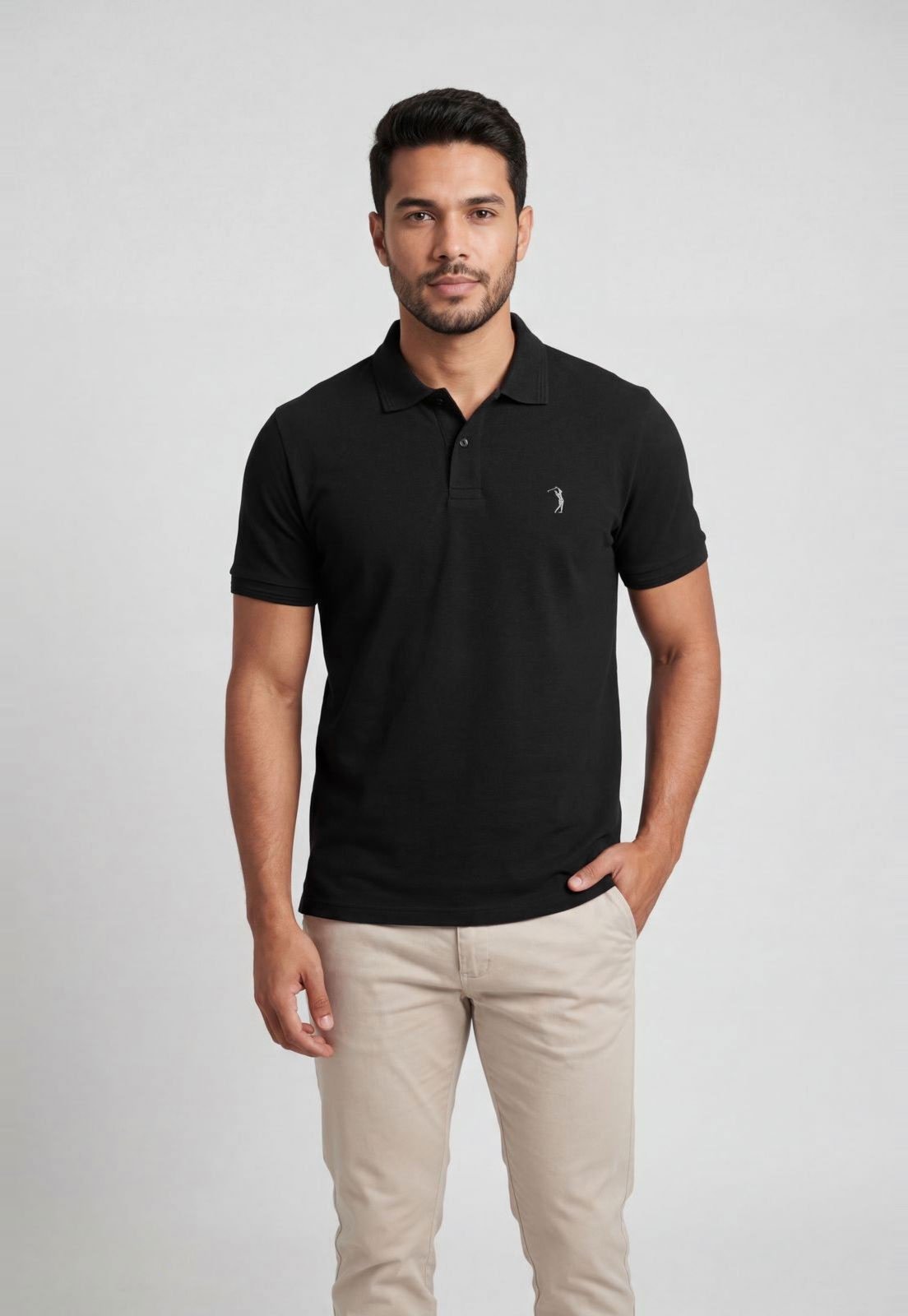 Camisa Polo Masculina Aleatory Clássica Preta