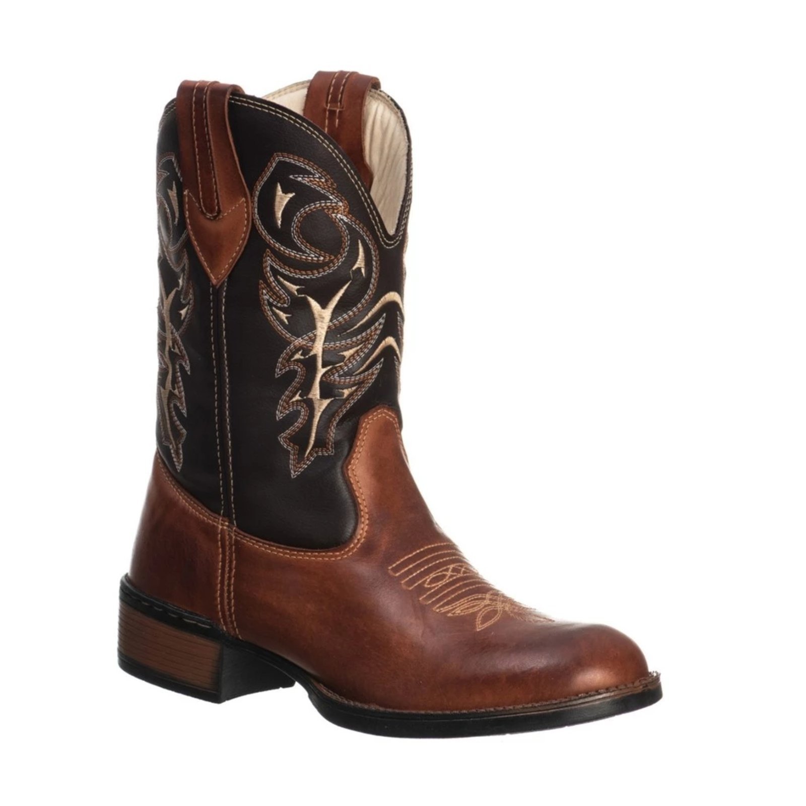 Vista 2 Infantil - Bota Couro Texana Campero Bordado Rodeio Pinhão marrom Campero marrom