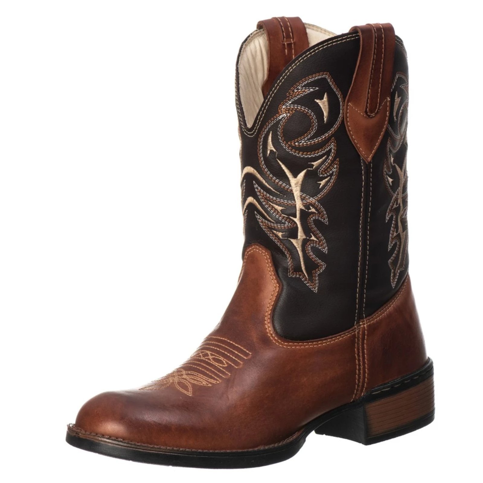 Vista 3 Infantil - Bota Couro Texana Campero Bordado Rodeio Pinhão marrom Campero marrom