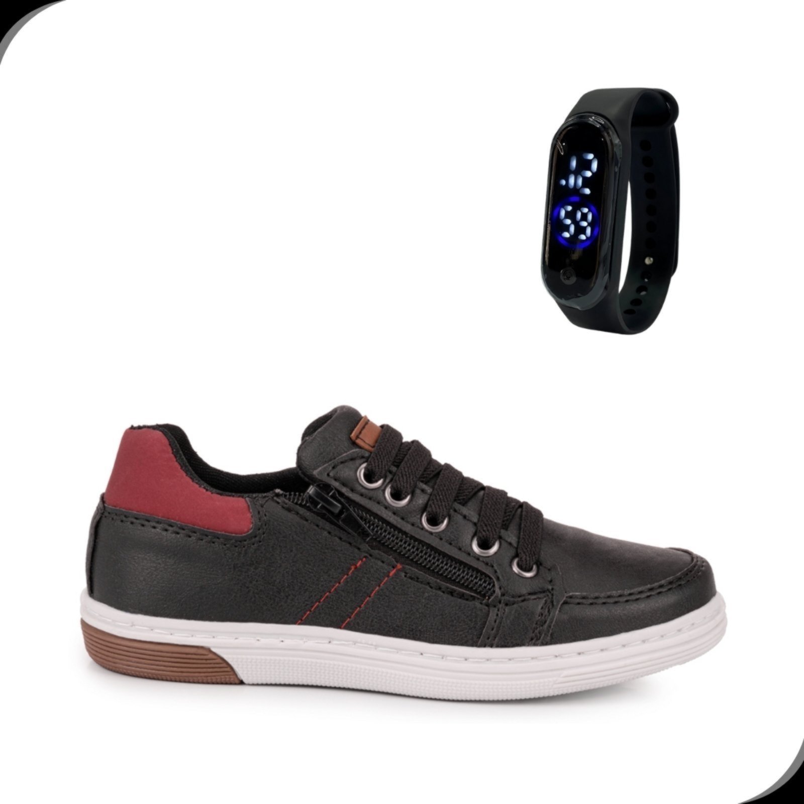 Infantil – Tenis Casual Masculino Estilo e Resistência com Ziper Lateral Rovetto Com Relogio