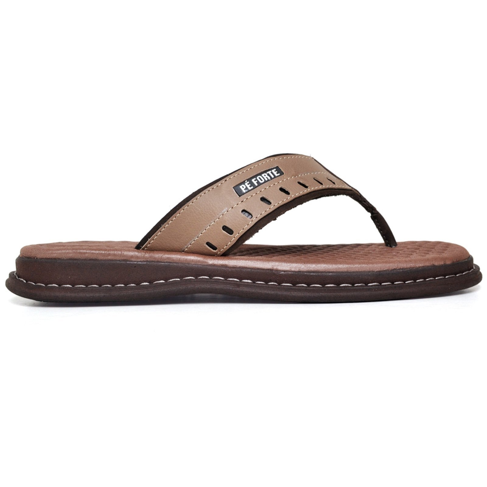 Chinelo Masculino Sapatofran Couro Anatômico Ortopédico Conforto Café