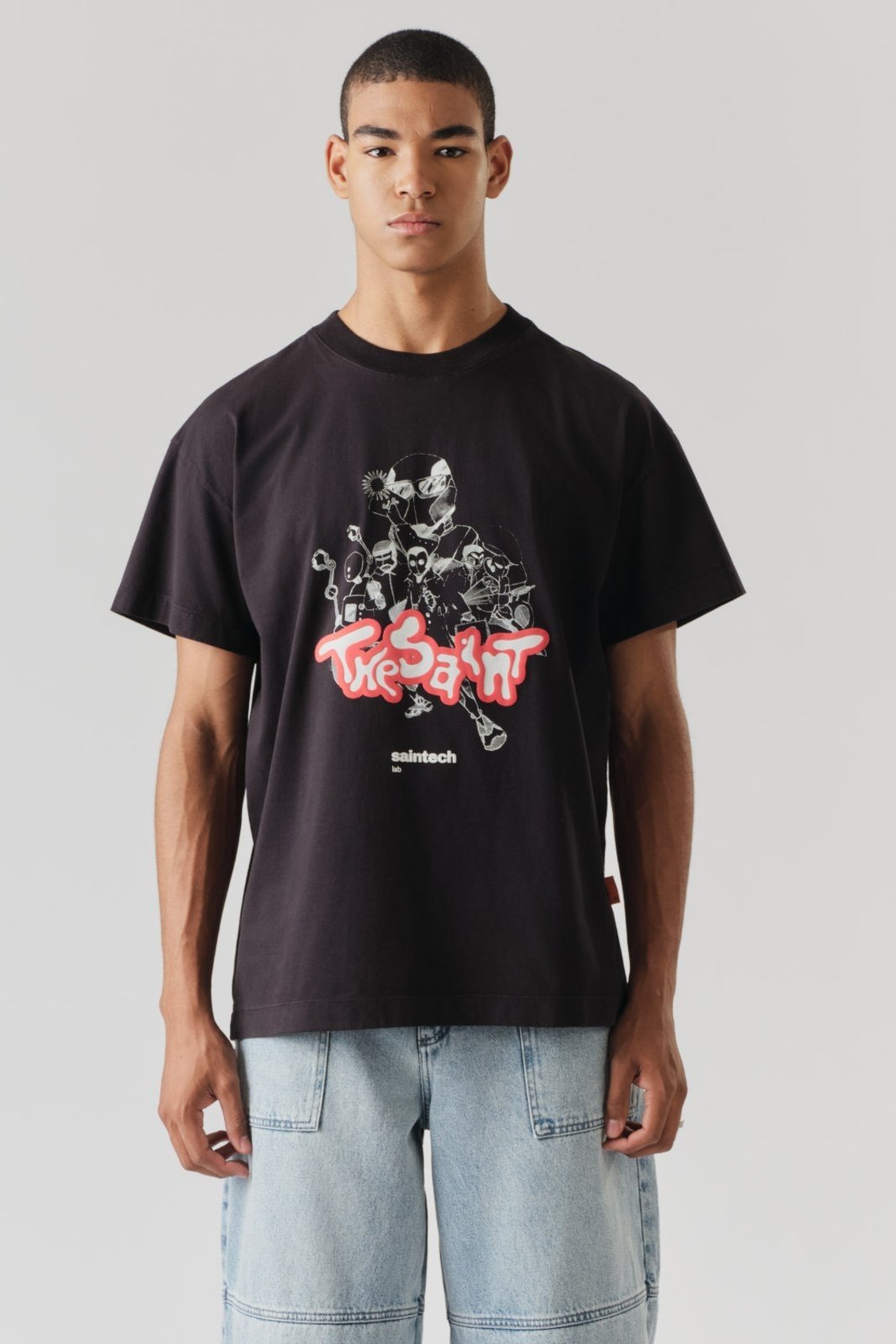 T-shirt Boxy Saintech Band Preto THESAINT