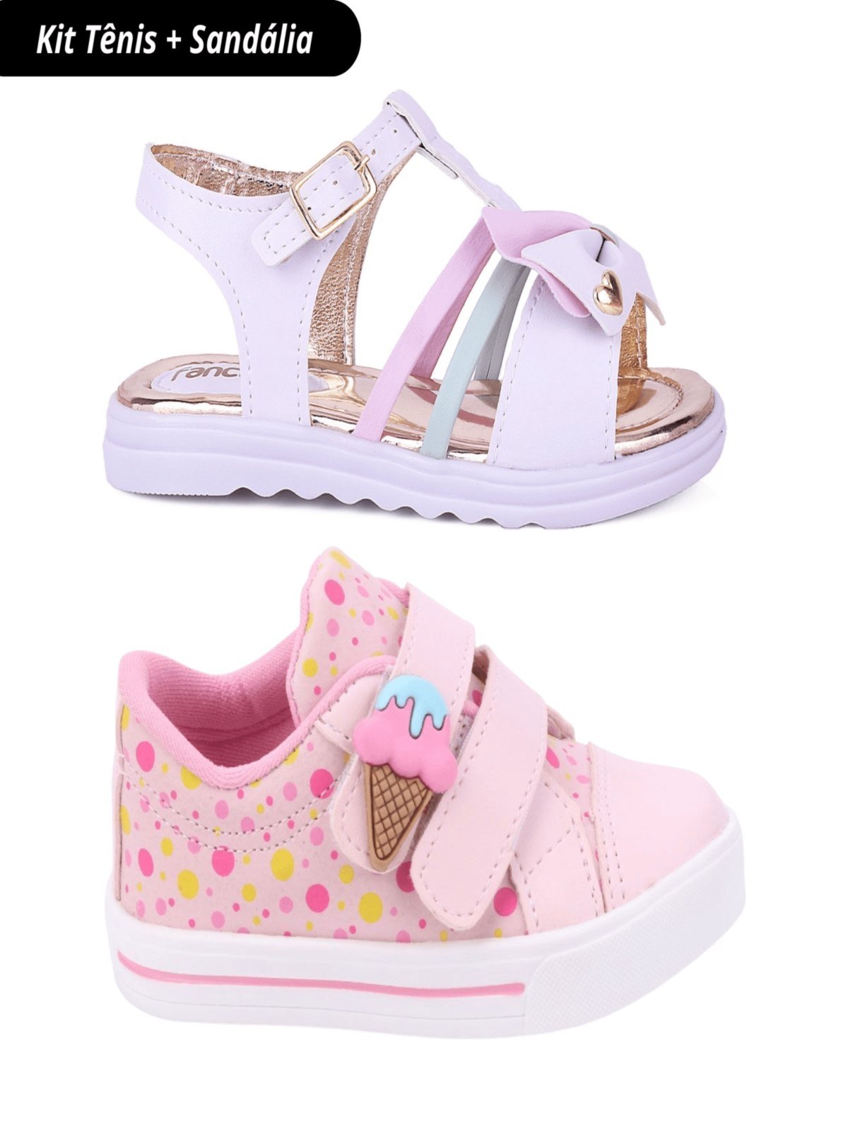 Infantil - Kit 2 Pares Tênis e Sandália Feminina FanClub - Rosa e Branco