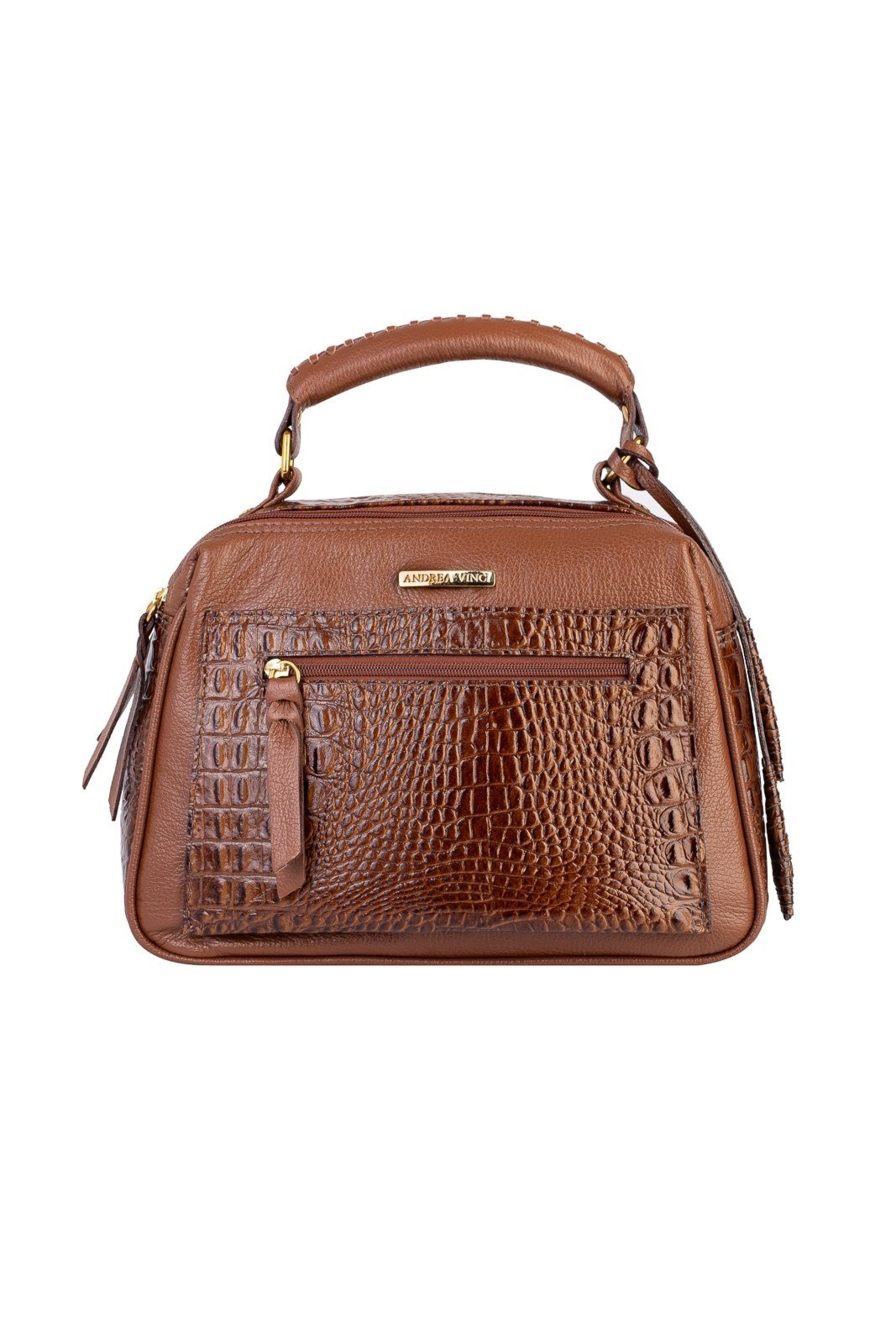 Bolsa pequena de couro croco Ruth - Whisky