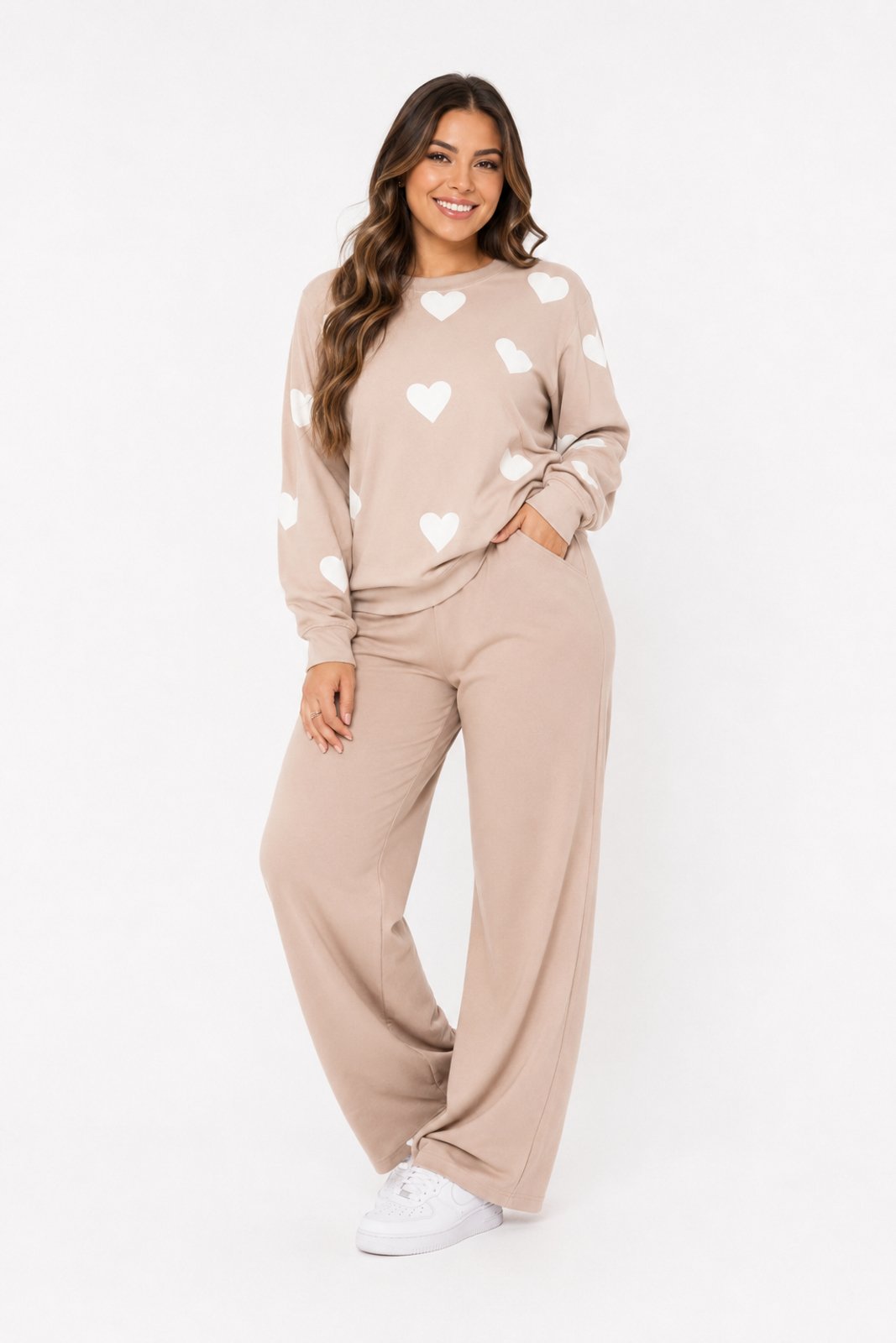 Conjunto Feminino D Bell Outlet Fashion Corações Nude