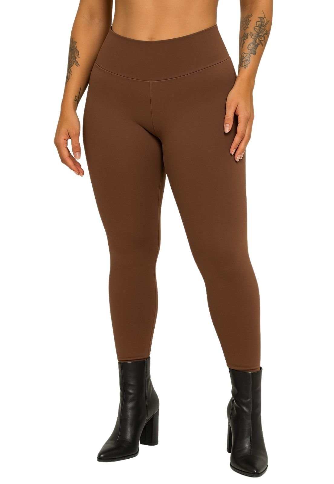 Calça Legging Térmica Peluciada Terra e Mar Inverno Leg Felpuda Flanelada Marrom