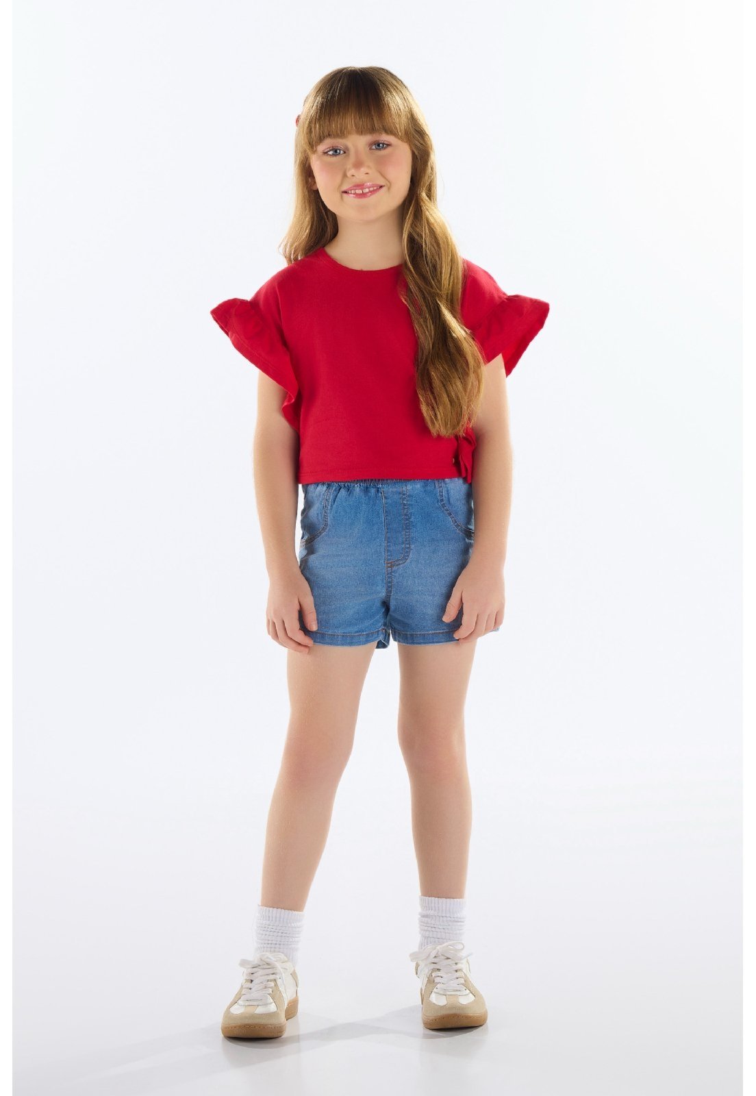 Infantil - Blusa com Babados para Menina Quimby Vermelho
