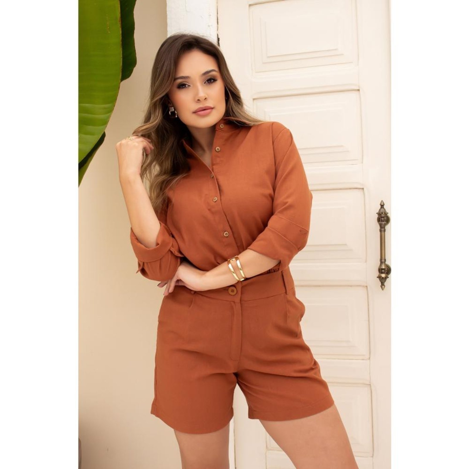Camisa De Alfaiataria Feminina De Linho Levinha Confortável