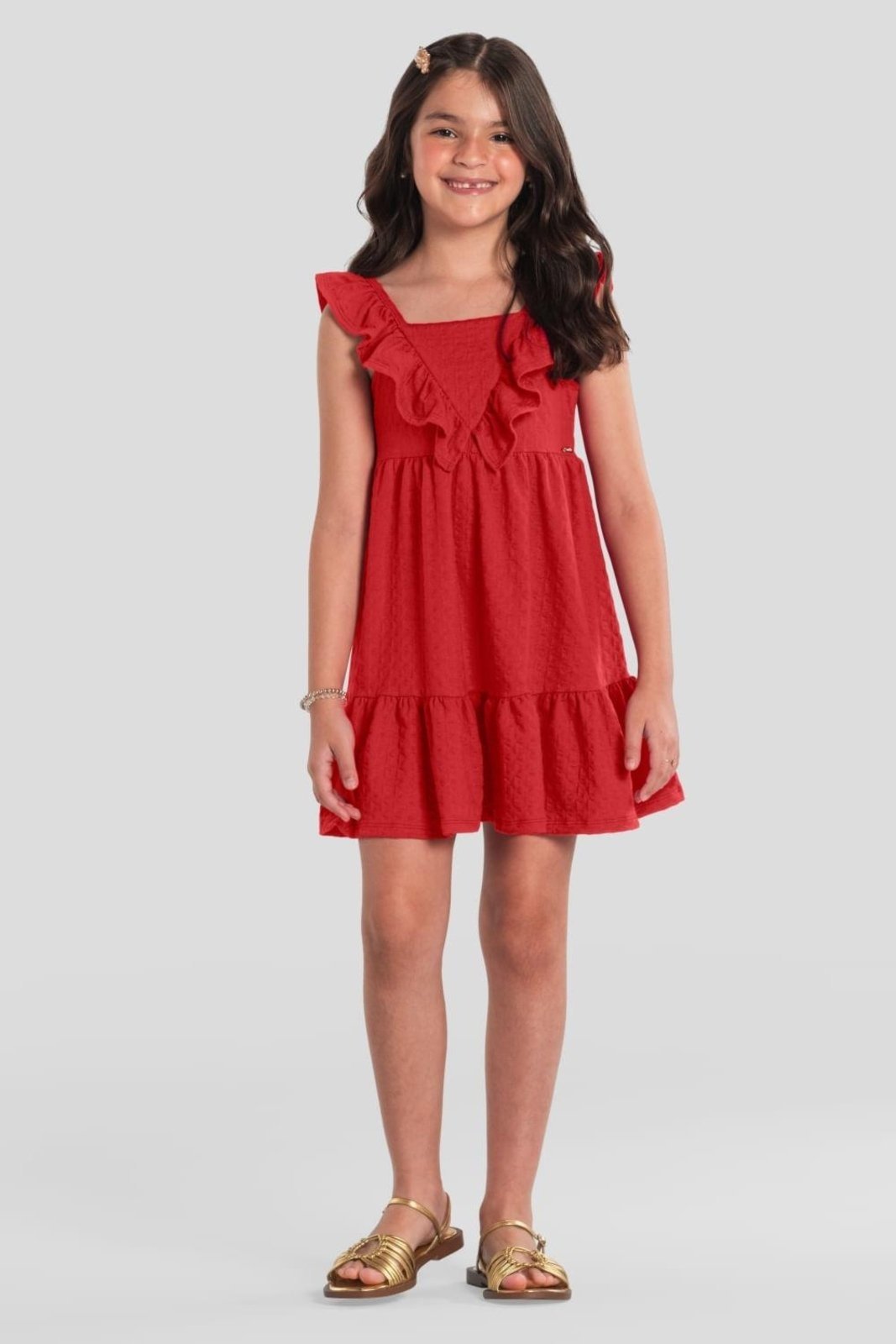 Infantil - Vestido menina em cotton texturizado Brandili