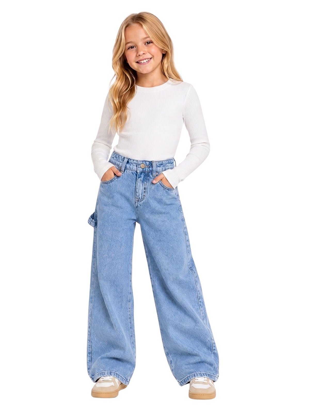 Vista 2 Infantil - Calça Wide Leg Crawling Feminina Clara azul Crawling azul