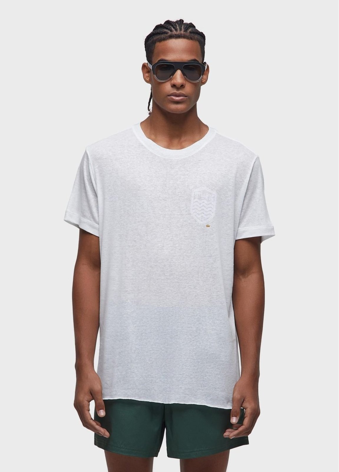 T-shirt light brasão linen white edition OSKLEN