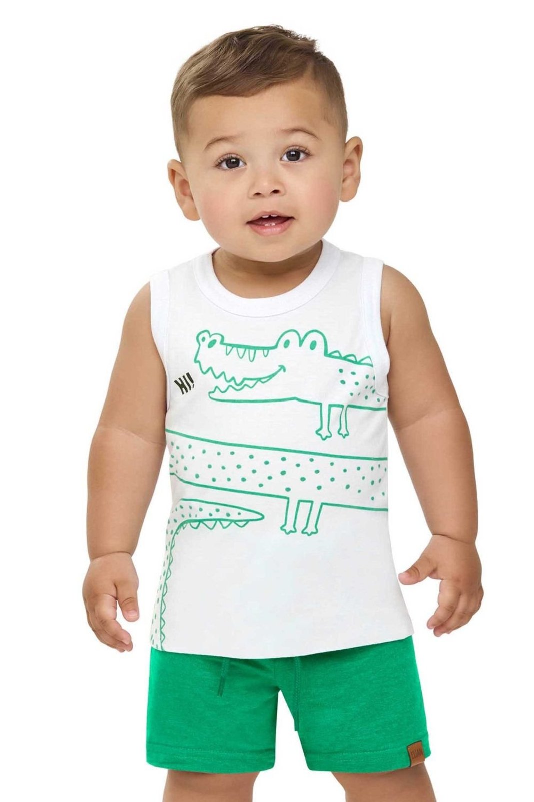 Infantil - Conjunto Menino Crocodilo Puff Elian Branco