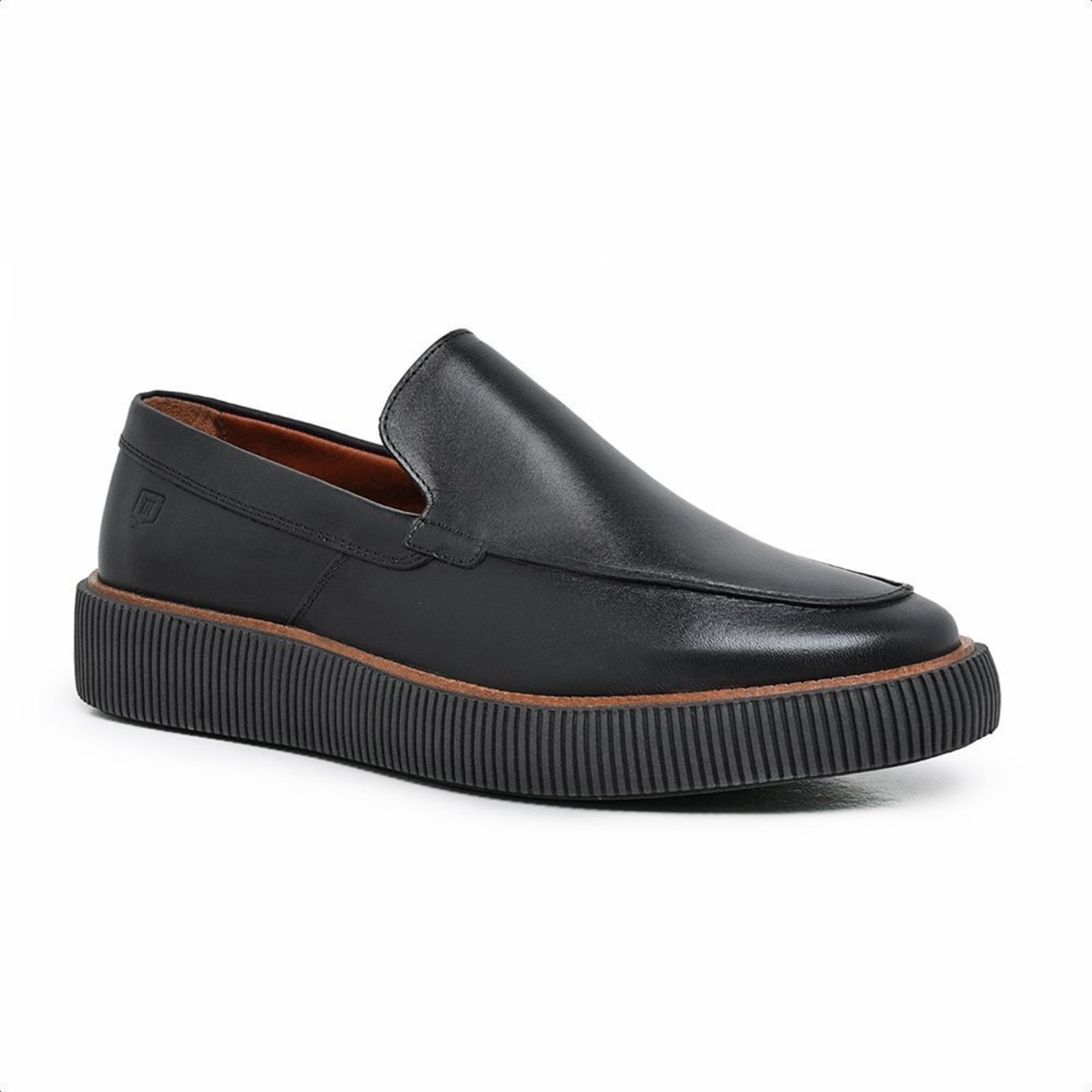 Sapato Masculino Malbork Couro Preto Slip On Confortável Casual 69021P