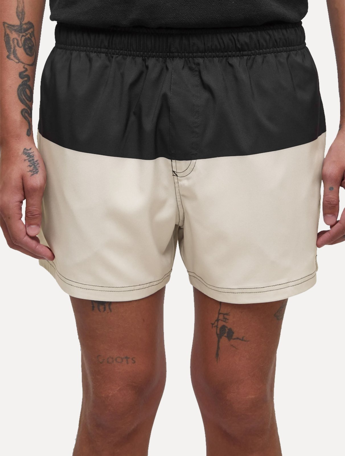 Short Osklen Masculino Beachwear Bicolor Off White Preto
