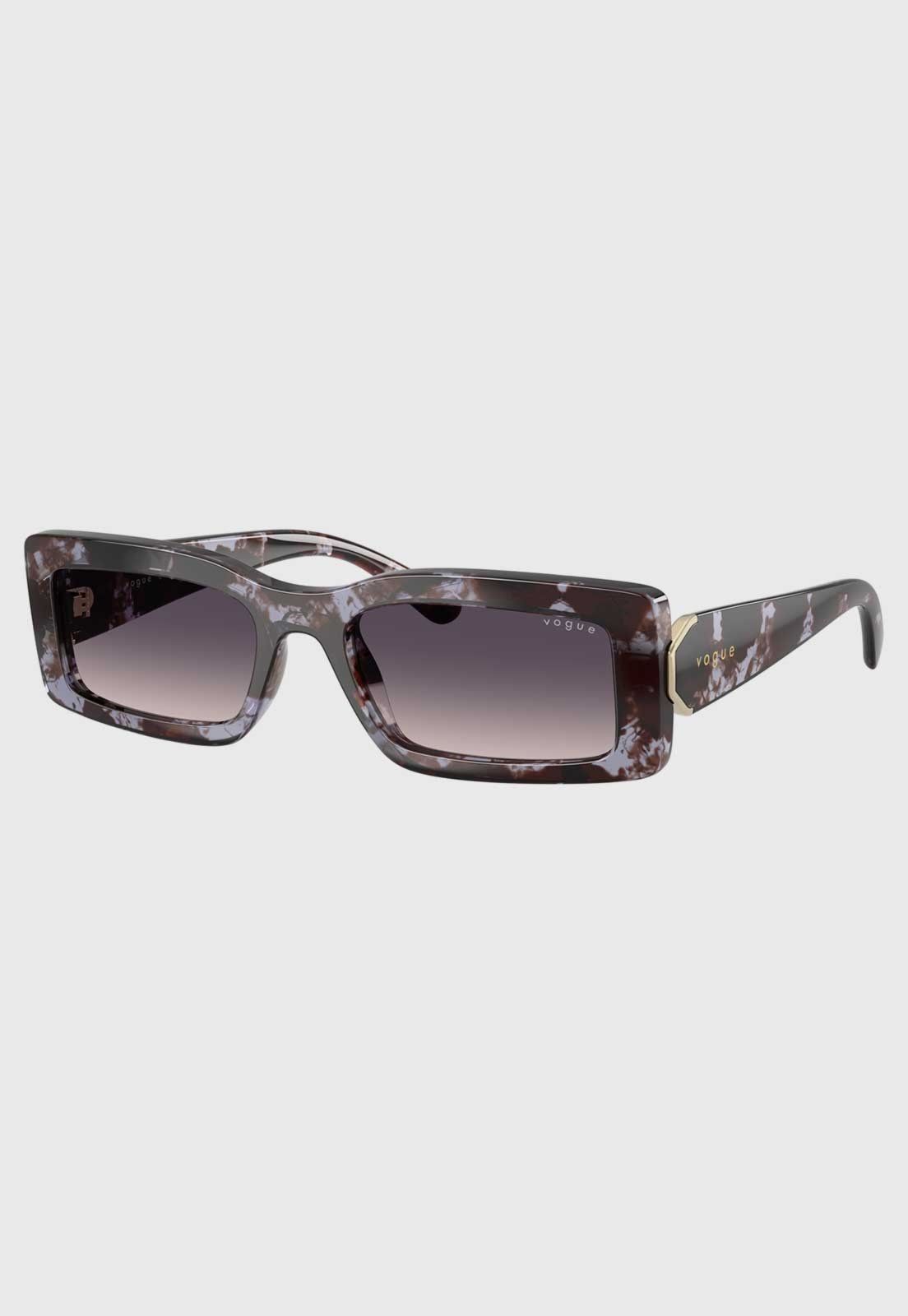 Óculos de Sol Feminino Vogue Retangular Marmorizado Marrom