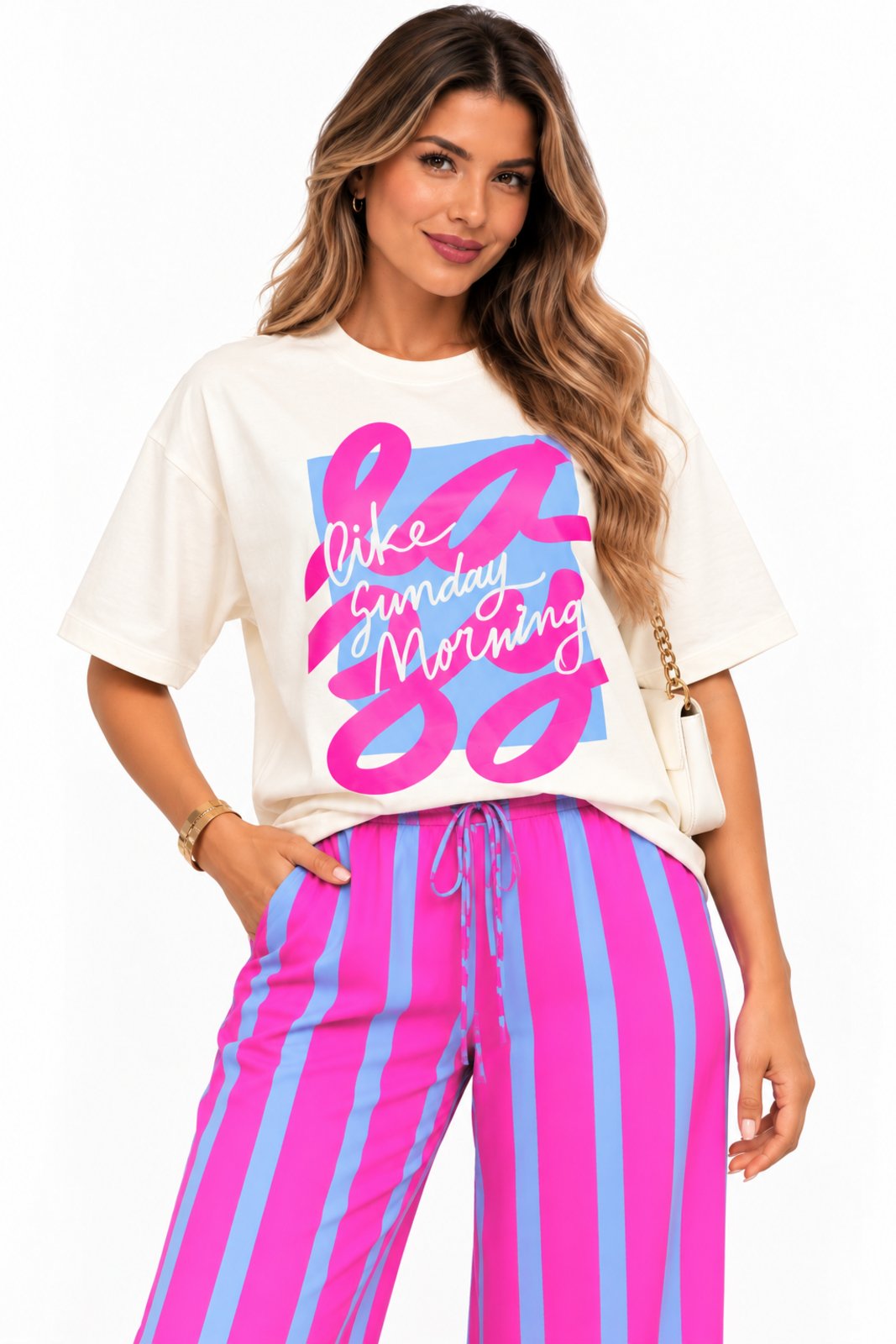 T-shirt Oversized com Estampa D Bell Outlet Fashion Off-white