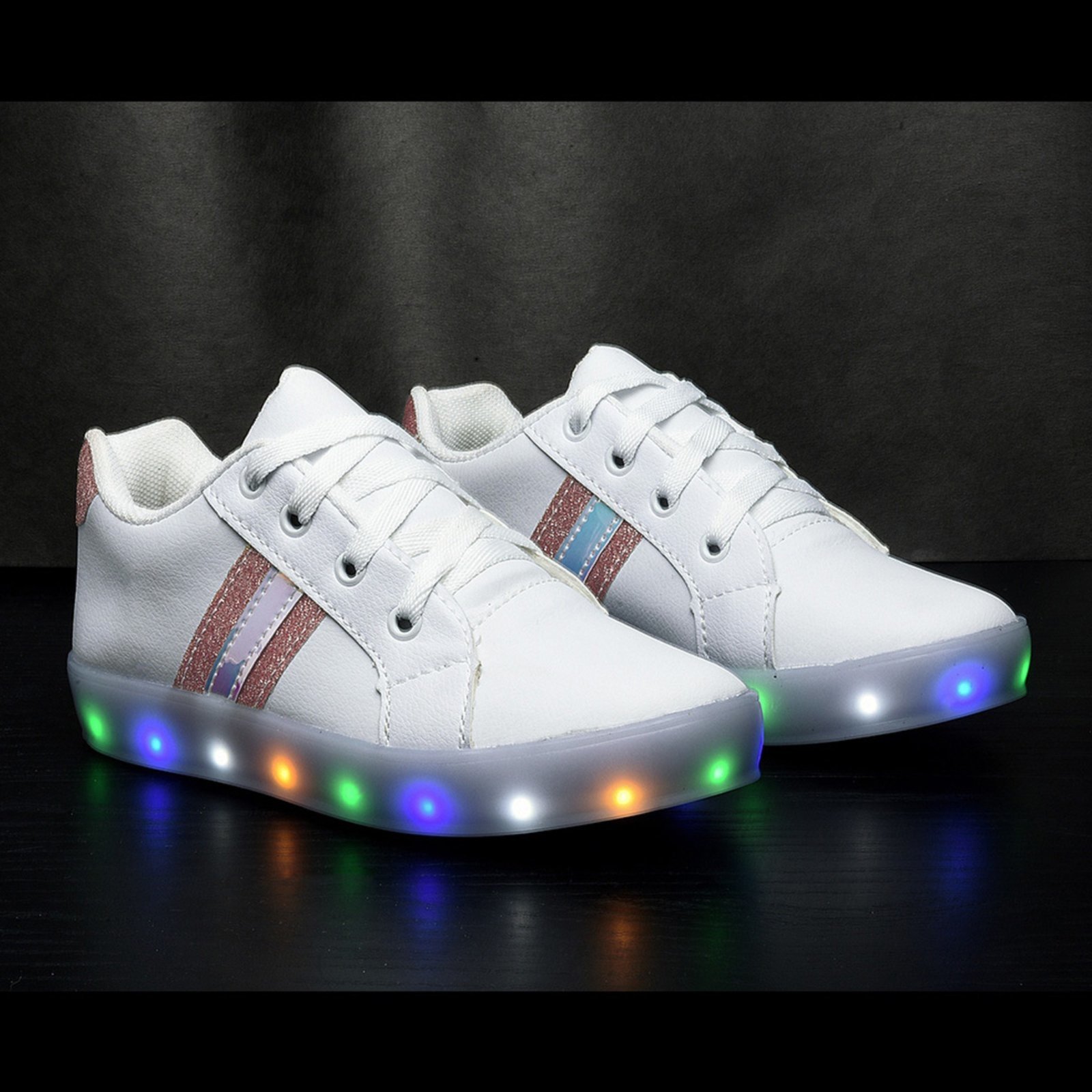 Vista 3 Infantil - Kit Tênis De Led Meninas Brilhante Relógio CALCADOS LGHT LIGHT branco CALCADOS LGHT LIGHT branco