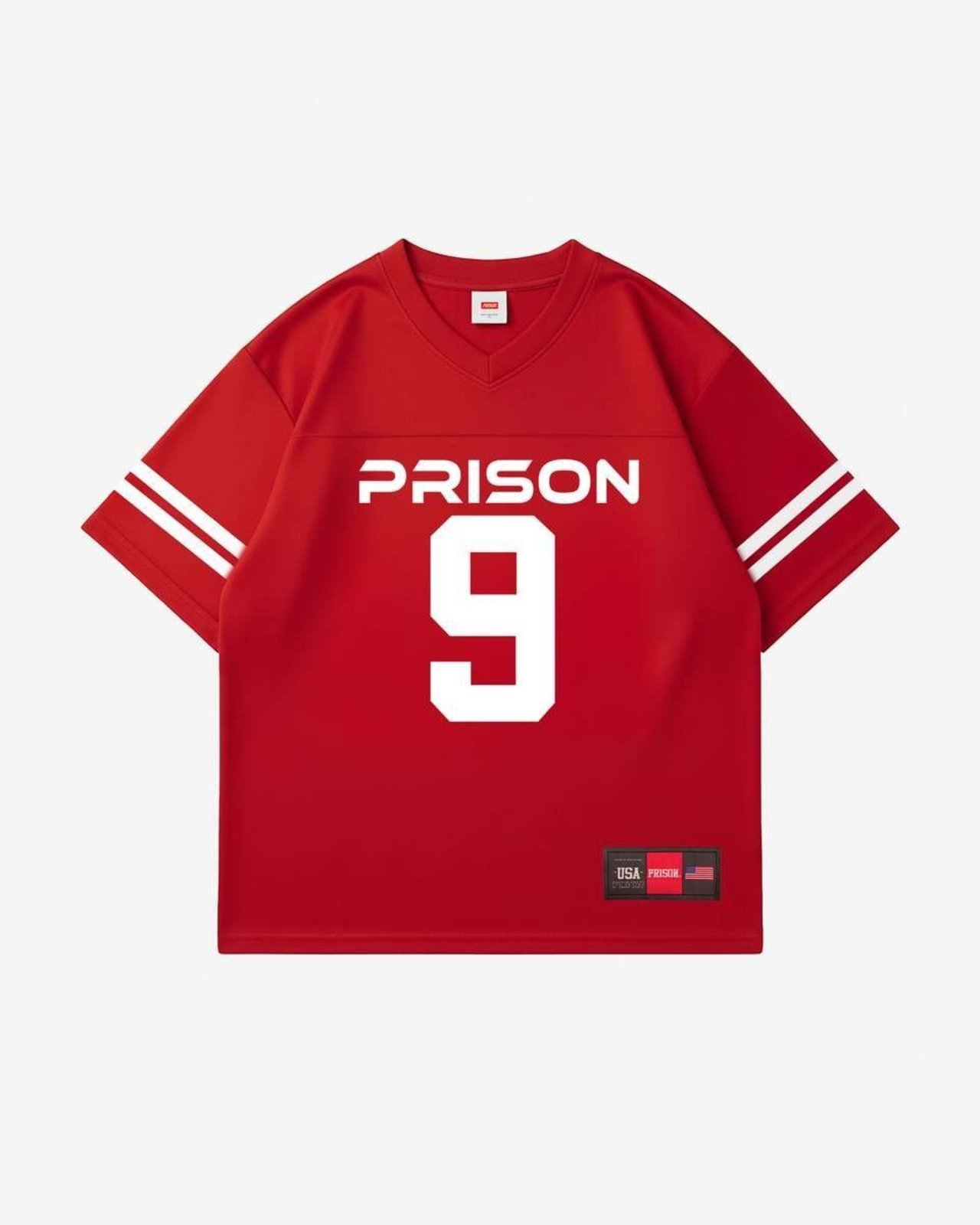 Camiseta futebol americano oversized 9 vermelha prison Vermelho