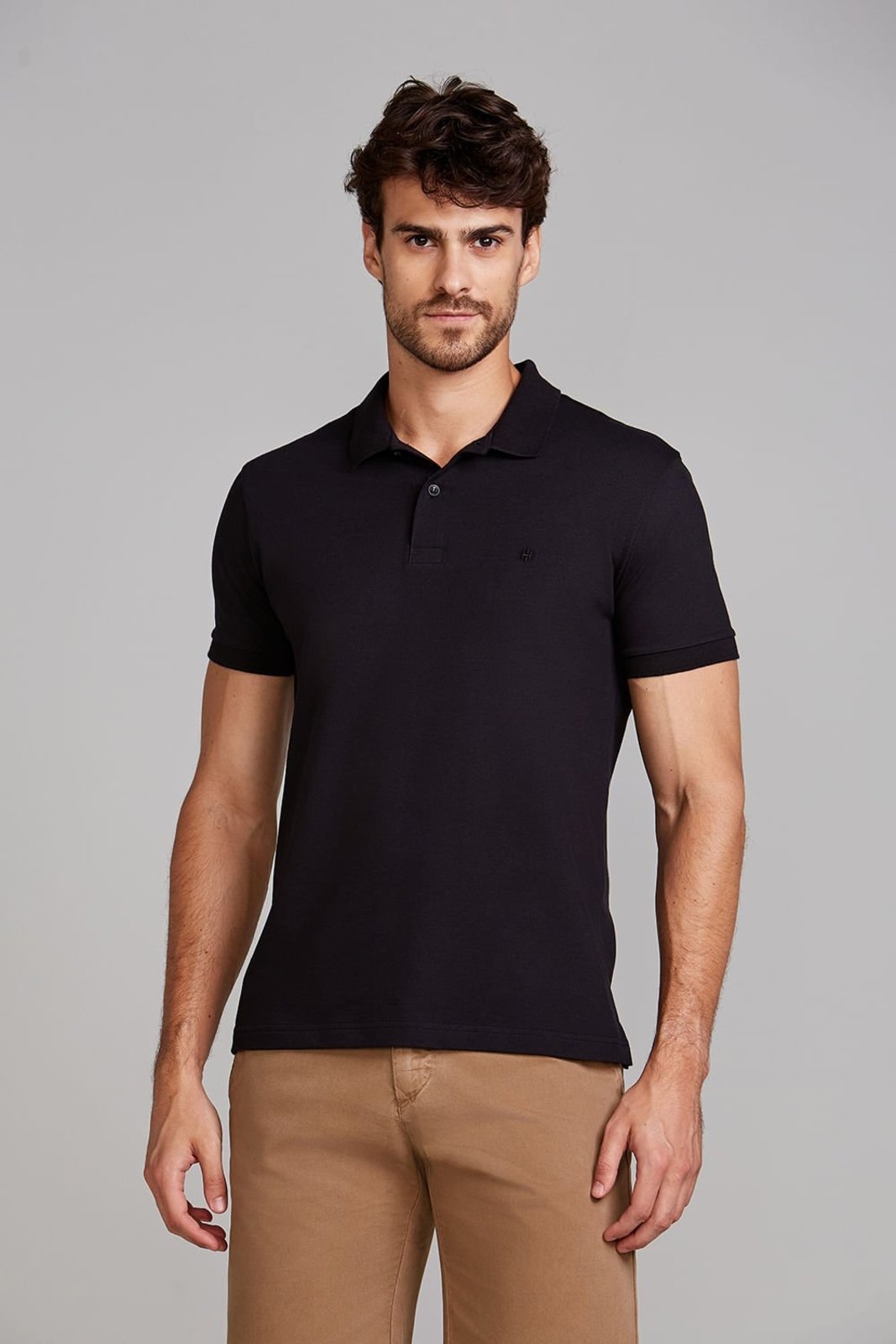 HIGHSTIL Camisa Polo Piquet Premium Slim Fit - Preto