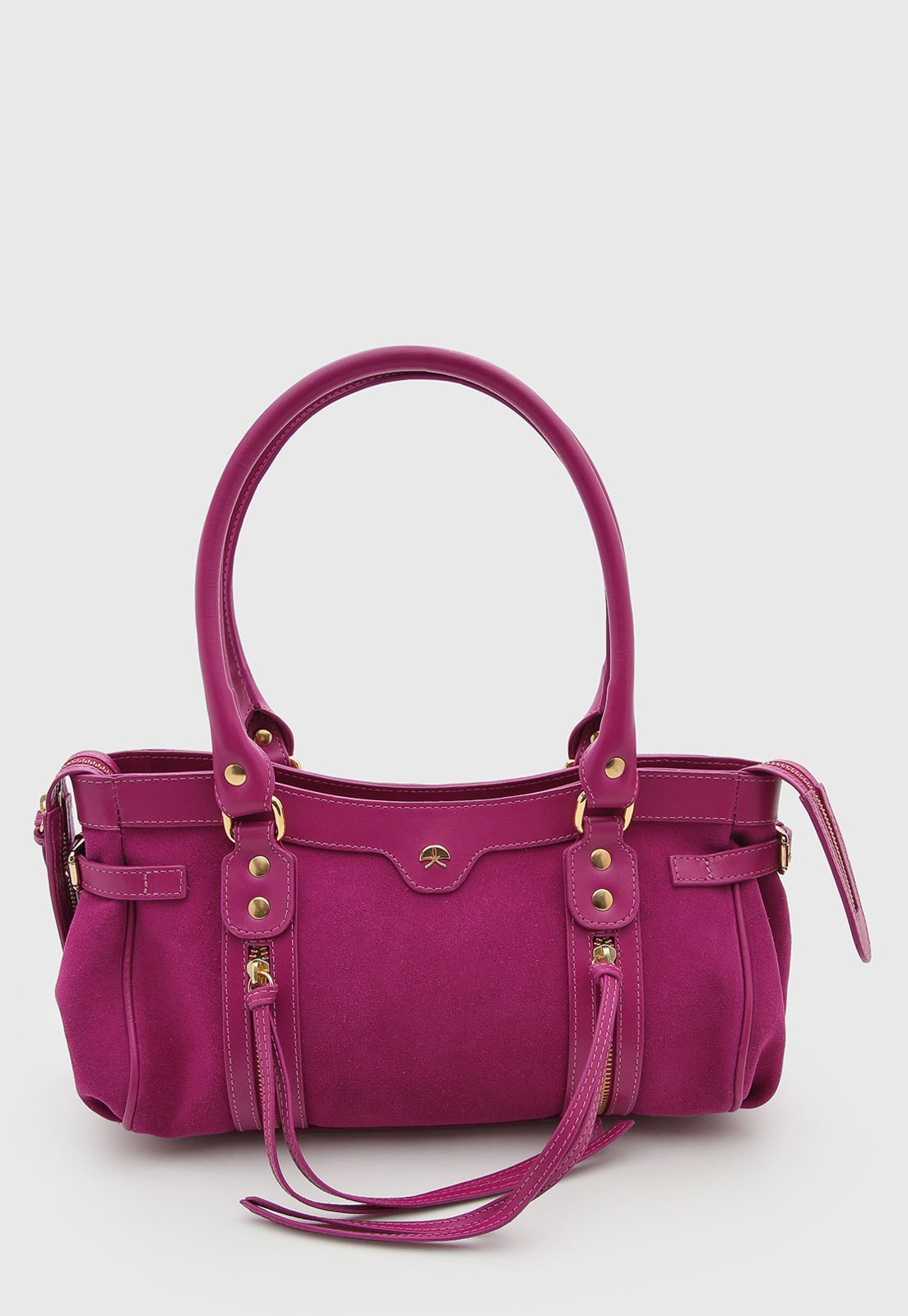 Bolsa Luiza Barcelos Couro Camurça Rosa