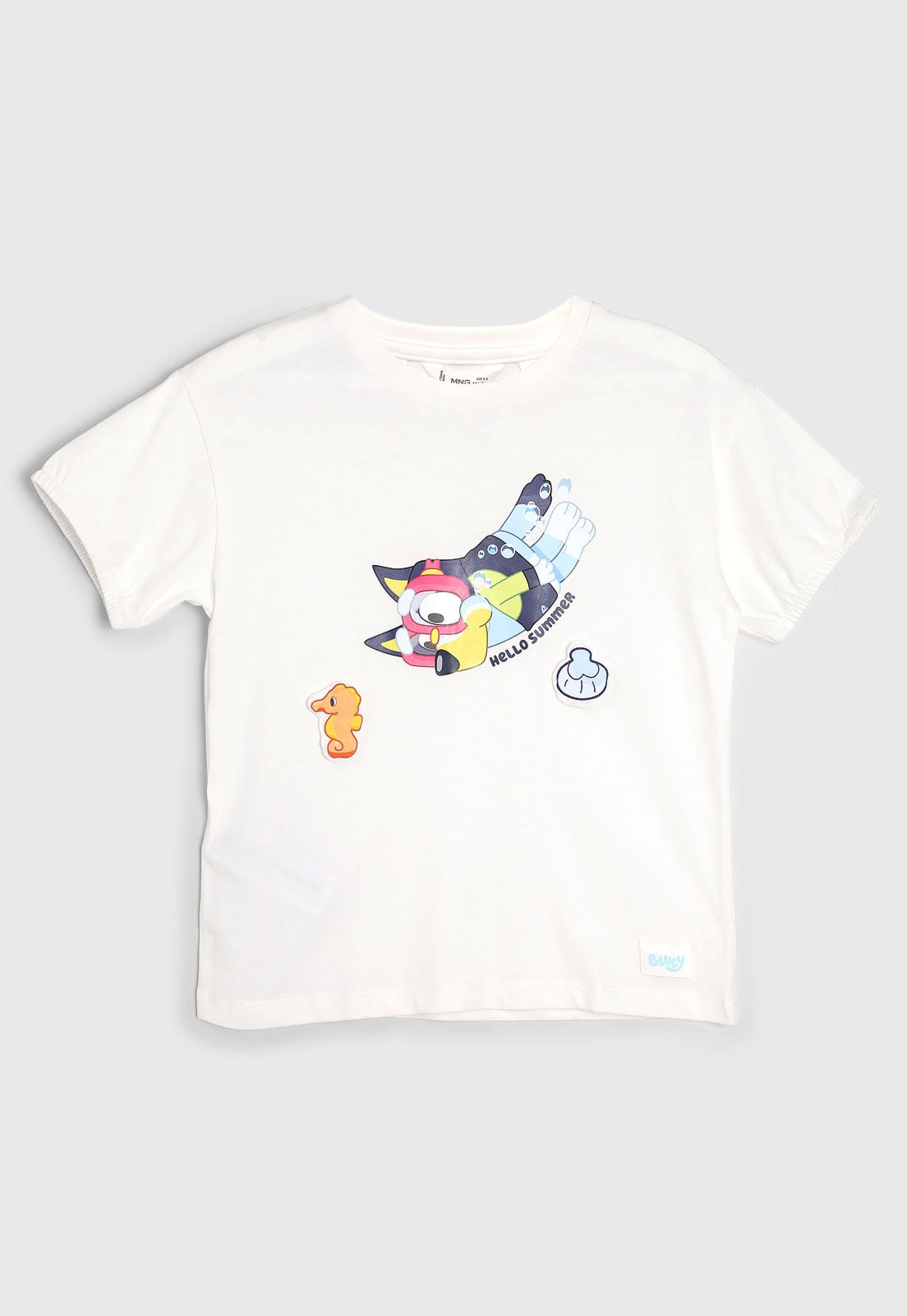 Vista 2 Camiseta MANGO Bluey Hello Summer Branca Mango Kids branco Mango Kids branco