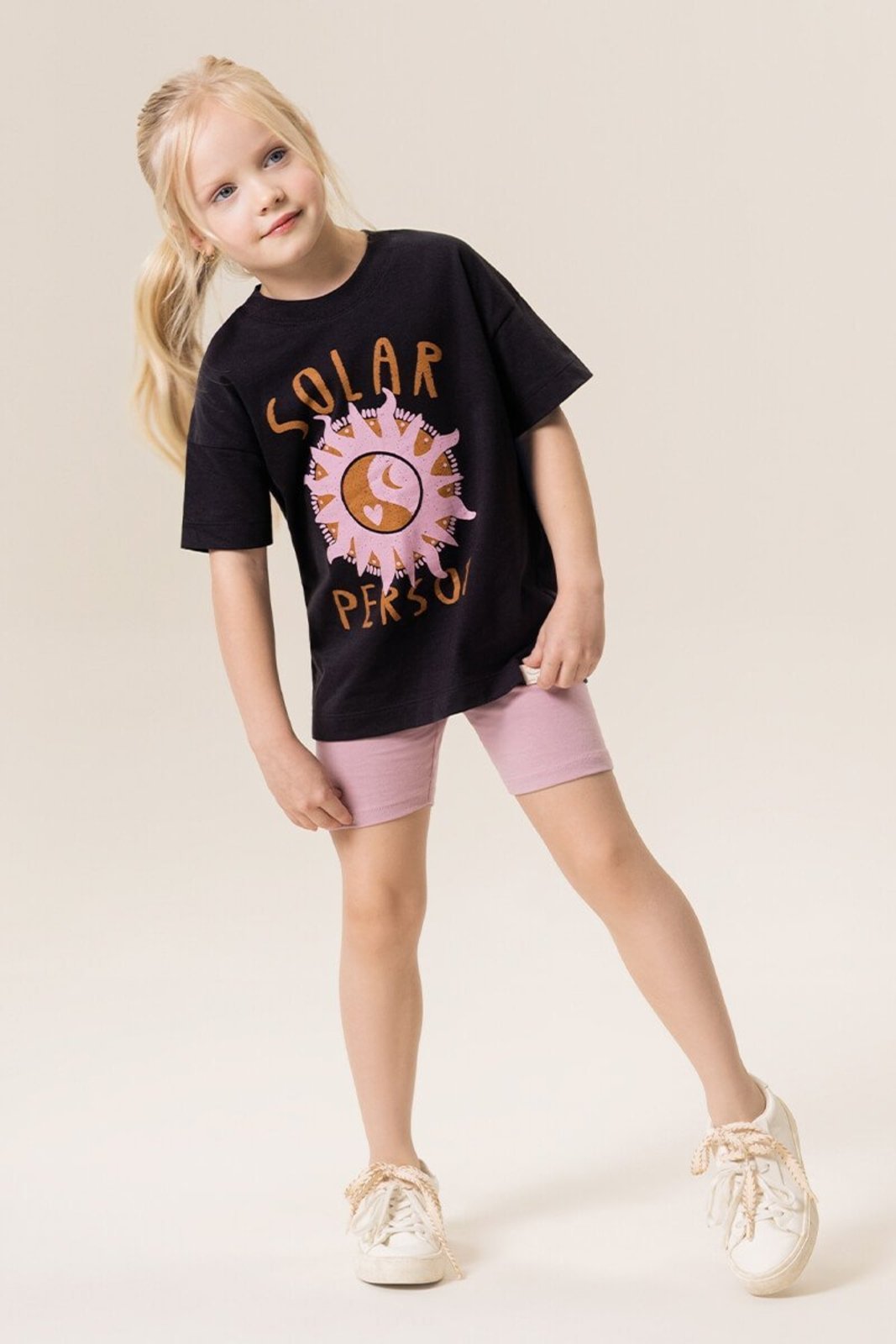 Infantil - Conjunto Menina Bugbee Blusa Oversized em Malha e Bermuda Biker em Cotton