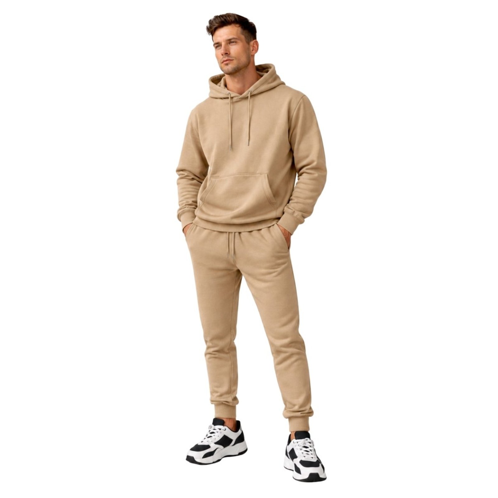 Conjunto Moletom Masculino Casaco com Capuz + Calça Jogger Casual Confortavel e Moderno Liso