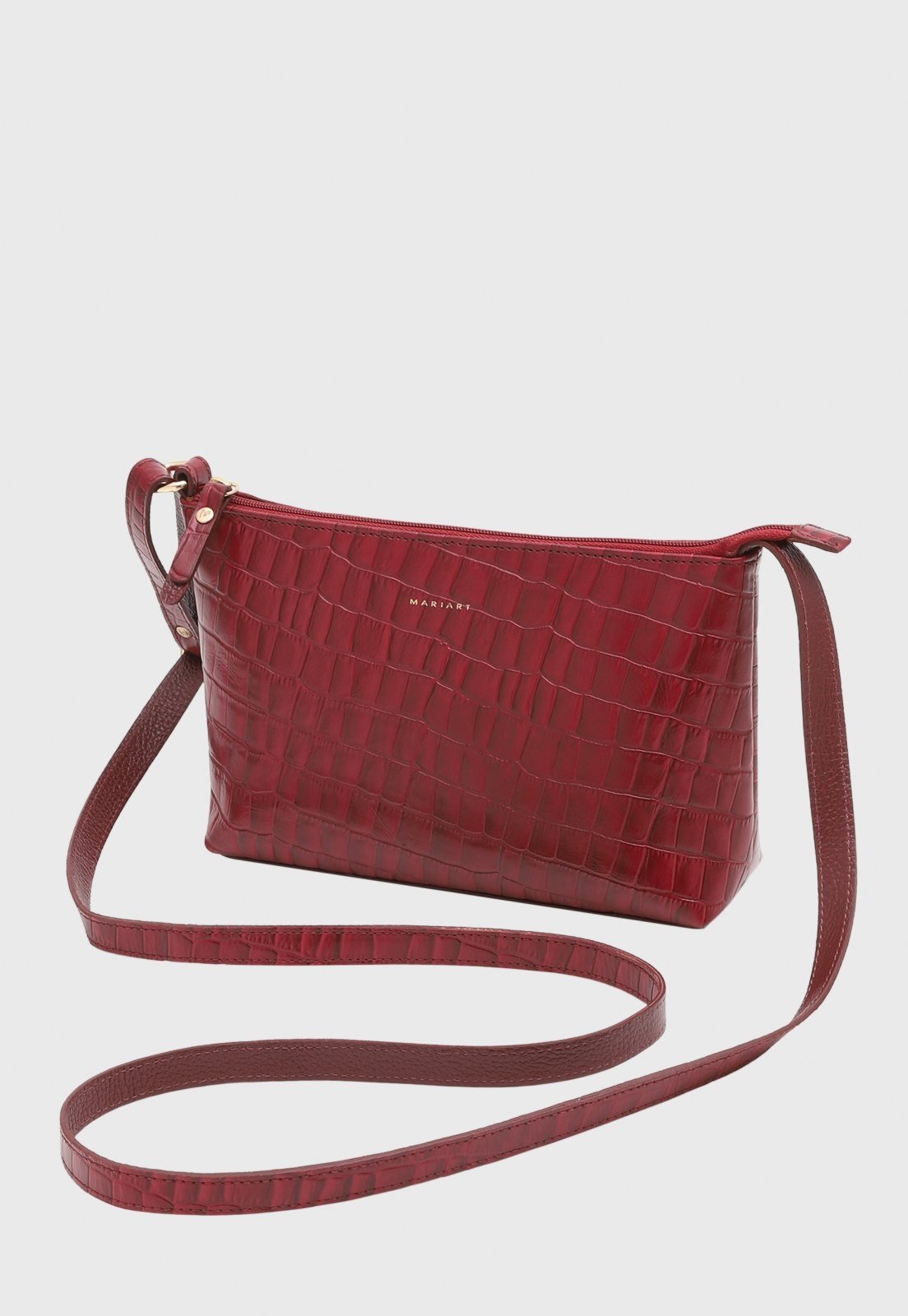 Bolsa Transversal Couro Mariart Salsa Croco Vermelho