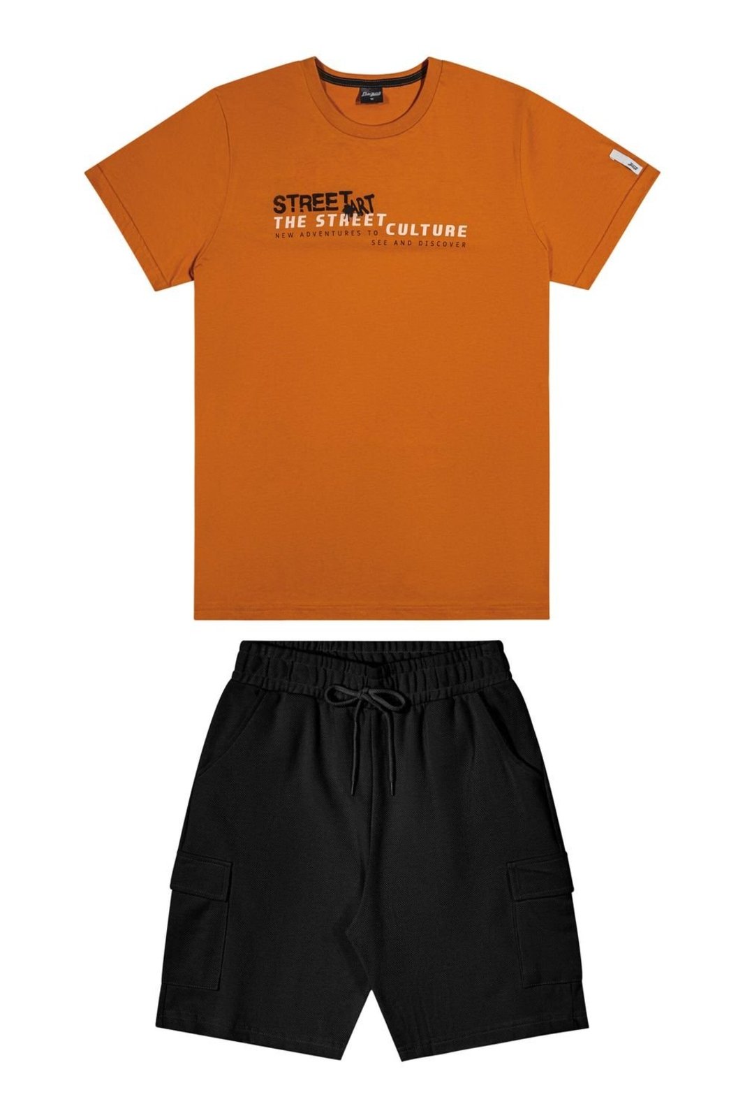 Infantil - Conjunto Curto Juvenil Menino Street Beats Laranja
