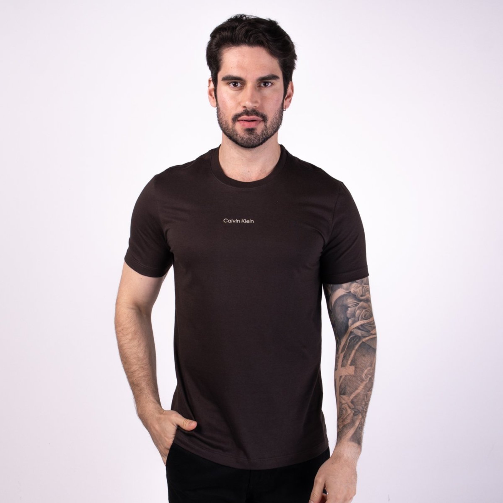 Camiseta Calvin Klein Flamê Marrom