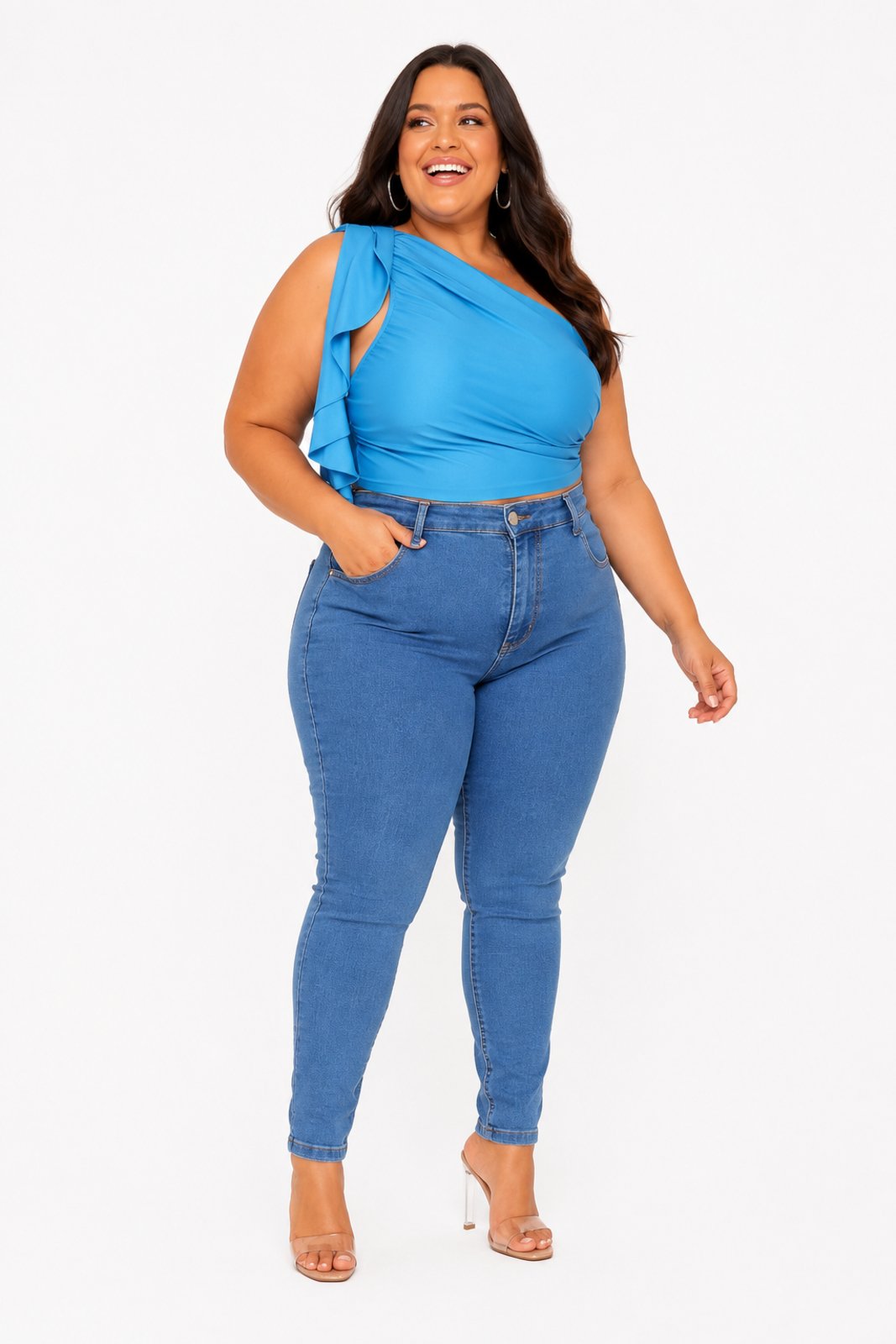 Calça Jeans Plus Size D Bell Outlet Fashion Skinny Azul