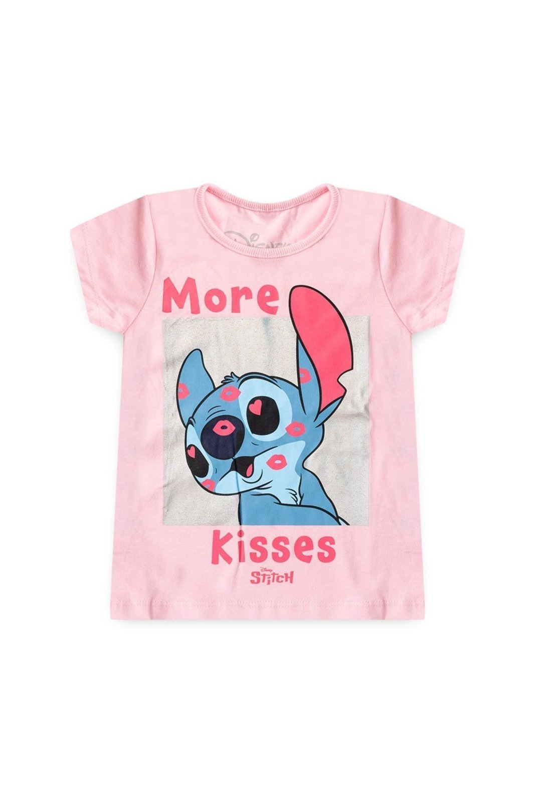 Infantil - Blusa Bem Vestir Manga Curta Menina Disney Stitch Rosa Claro