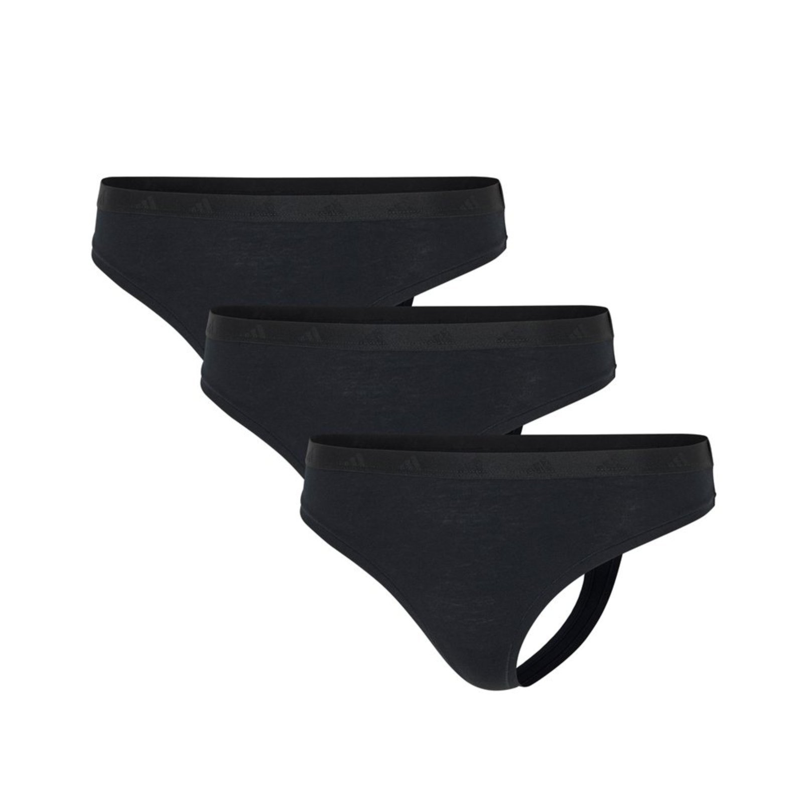 Kit com 3 Calcinhas Fio Dental Cintura Baixa adidas Underwear Pretas