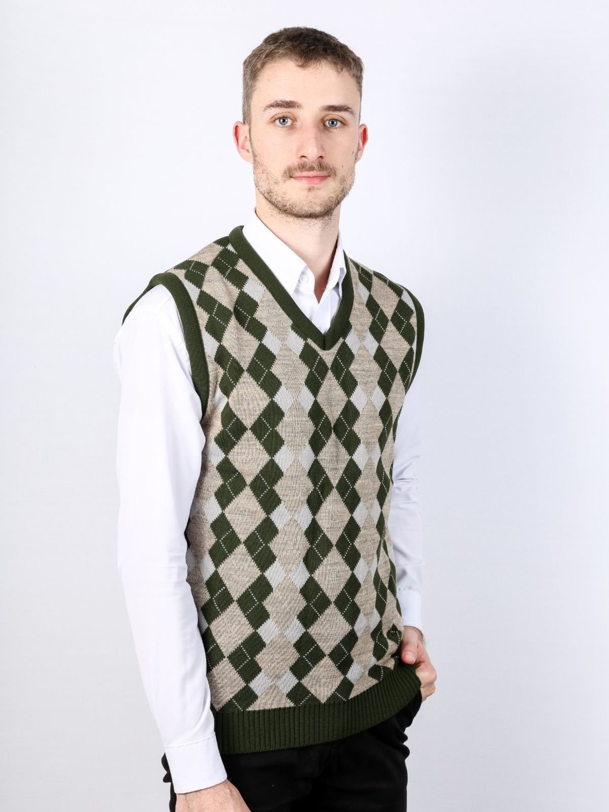 Colete masculino com jacquard