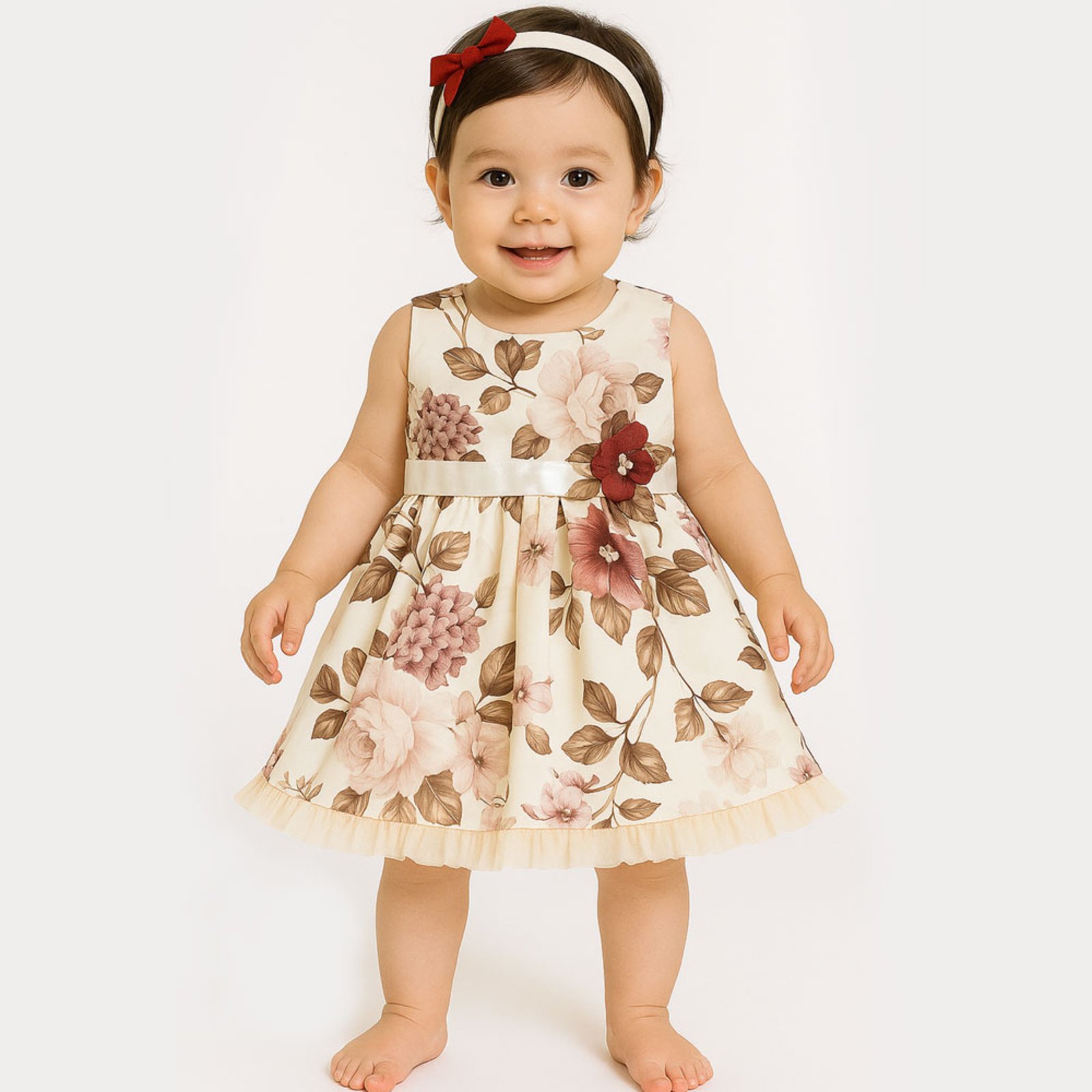 Vista 2 Infantil - Vestido para Manga Curta Mavi Mega Loja do Bebê bege Mega Loja do Bebê bege