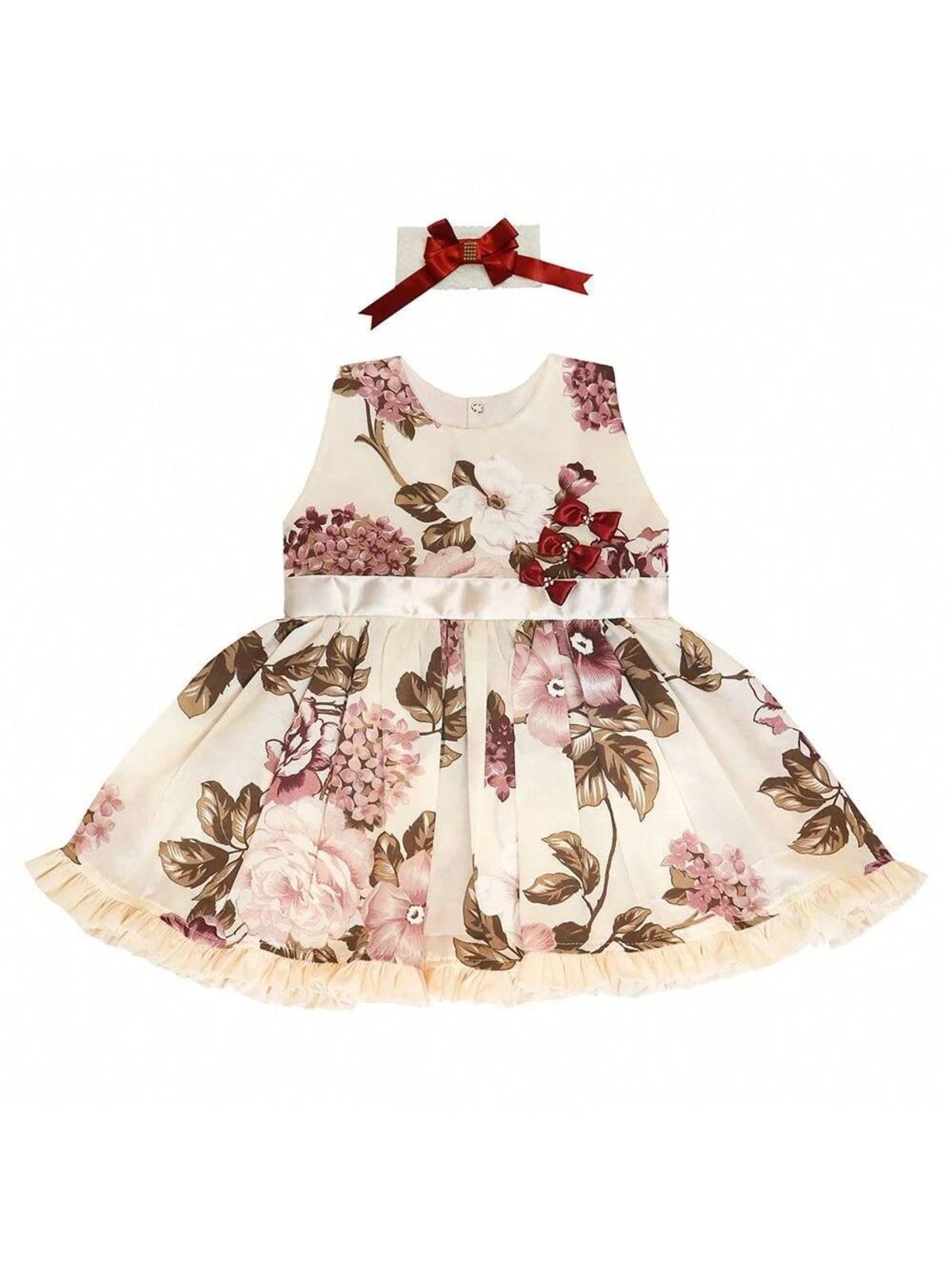 Vista 3 Infantil - Vestido para Manga Curta Mavi Mega Loja do Bebê bege Mega Loja do Bebê bege