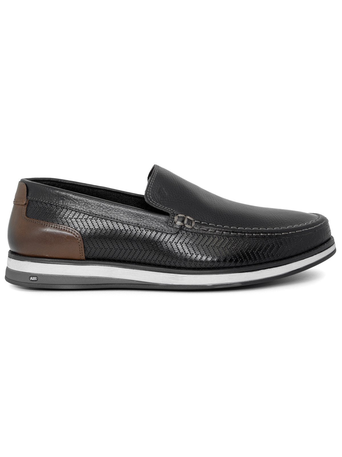 Mocassim Clássico Sapato Jota Pe Air Wind Masculino Confortável Couro Floater Arredondado Preto