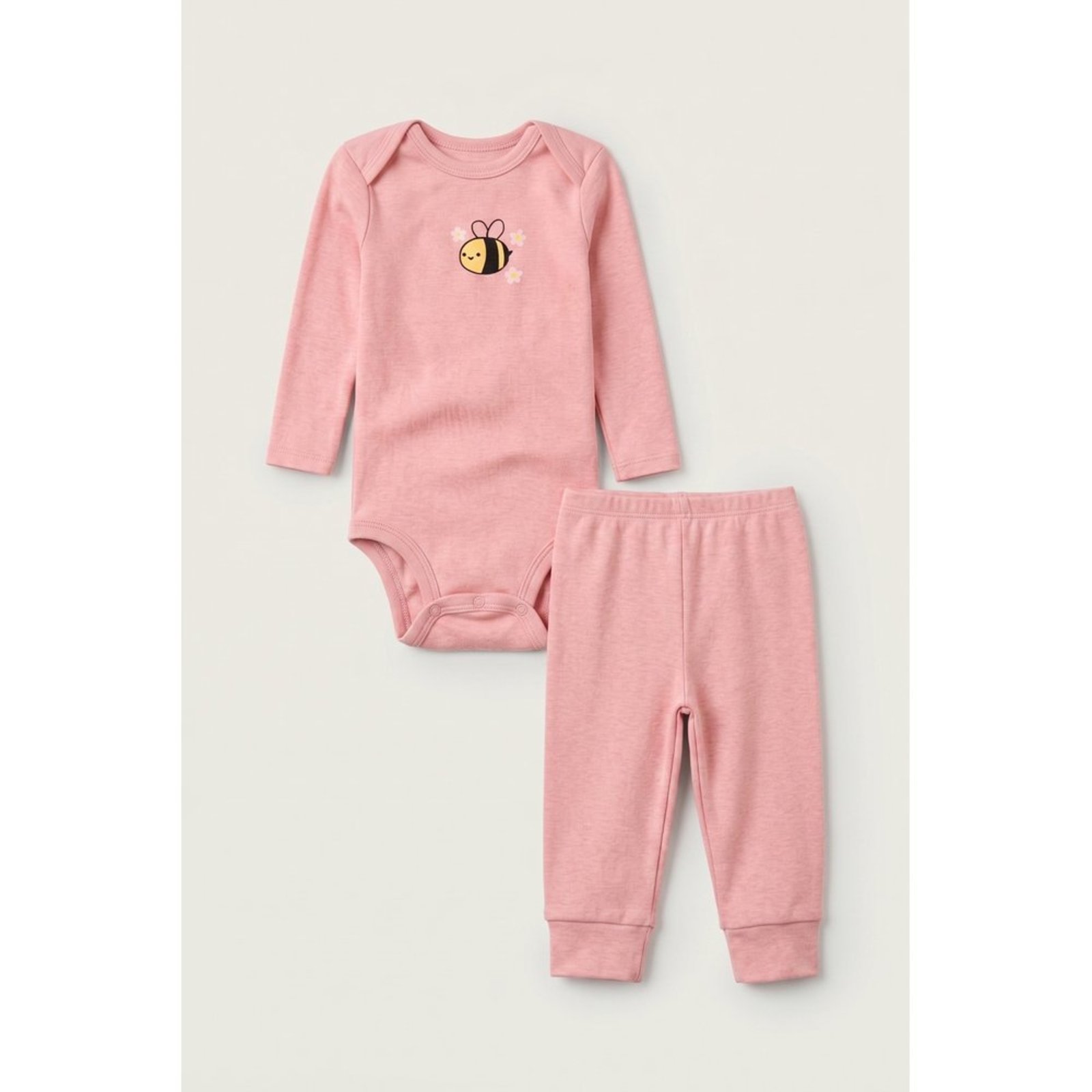 Infantil - Conjunto Body Longo e Calça do Papai Rosa Envelhecido Abelha