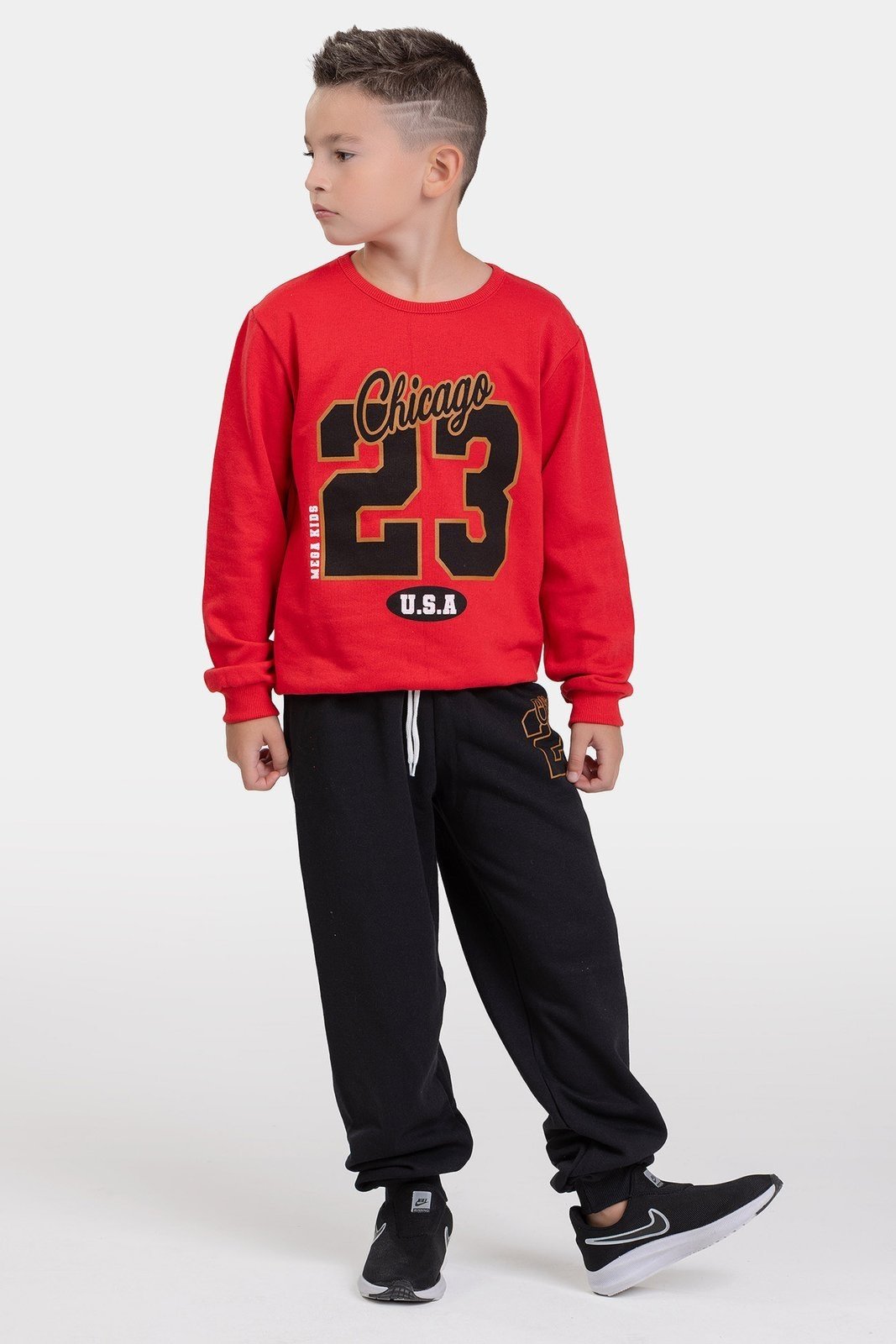 Infantil - Conjunto Masculino Moletom Peluciado Chicago - Vermelho