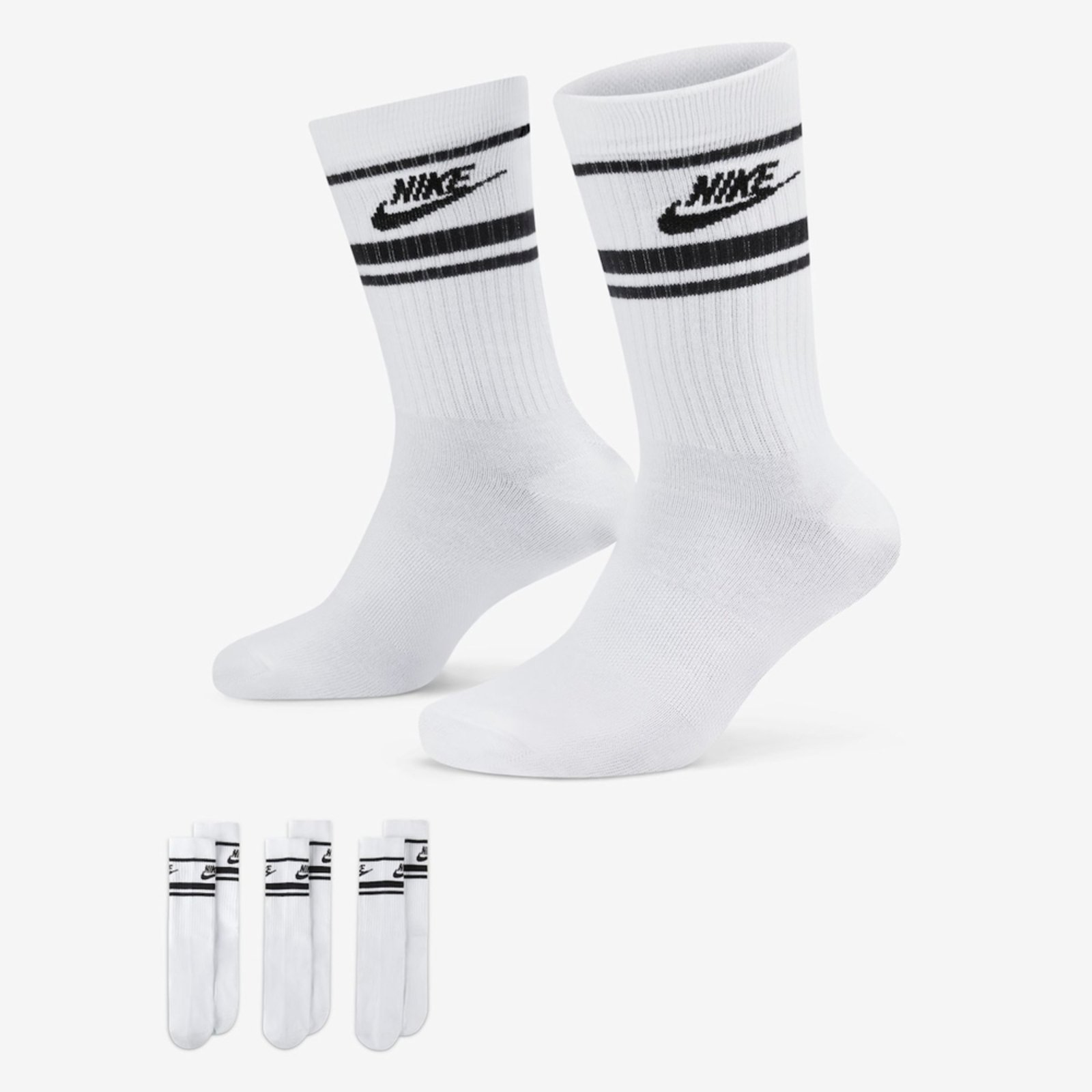 Vista 2 Meia Nike Sportswear Everyday Essential (3 pares) Unissex branco Nike branco