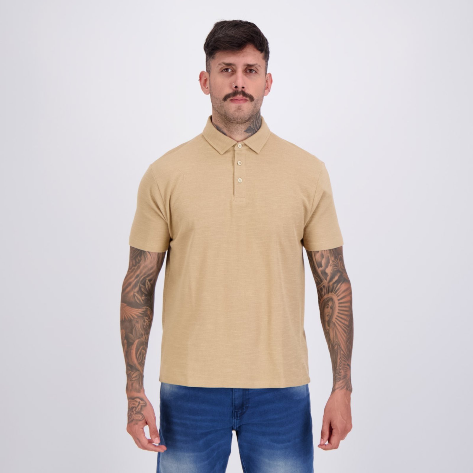 Polo Aramis Malha Tricot Bege